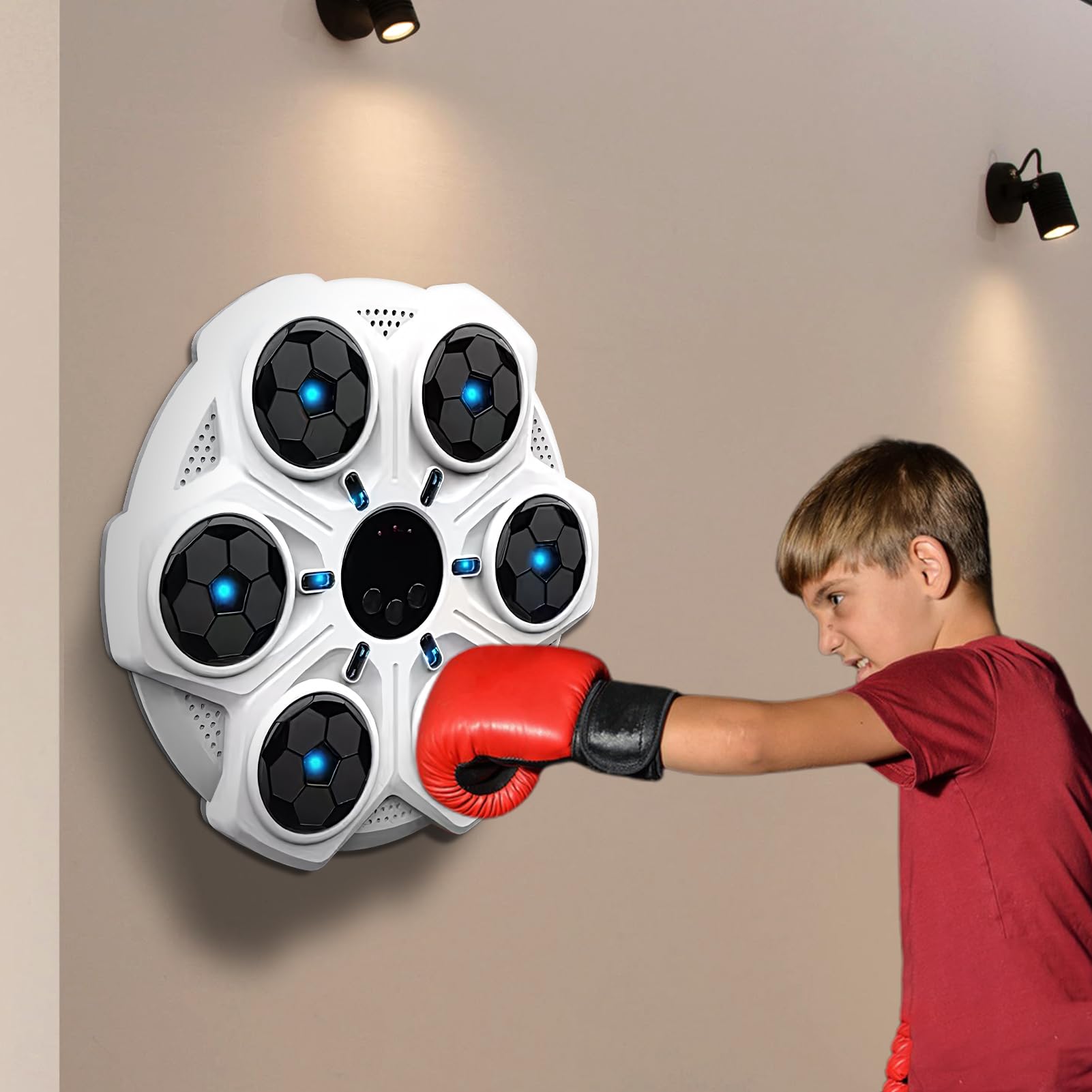 Pad di boxe a LED - Macchina di addestramento per punzonatura musicale con | Gioco di boxe ritmo elettronico, parete di reazione per la pratica del fitness, di bersaglio punch pad pe
