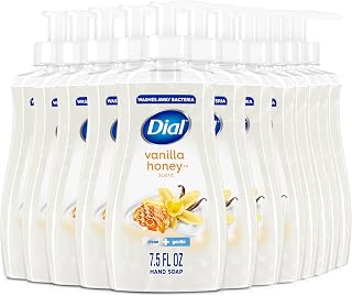 Dial Vanilla Honey Liquid Hand Soap, 7.5 fl oz Pump Bottles, Pack of 12 - Gentle Moisturizing Clean-Rinse Formula