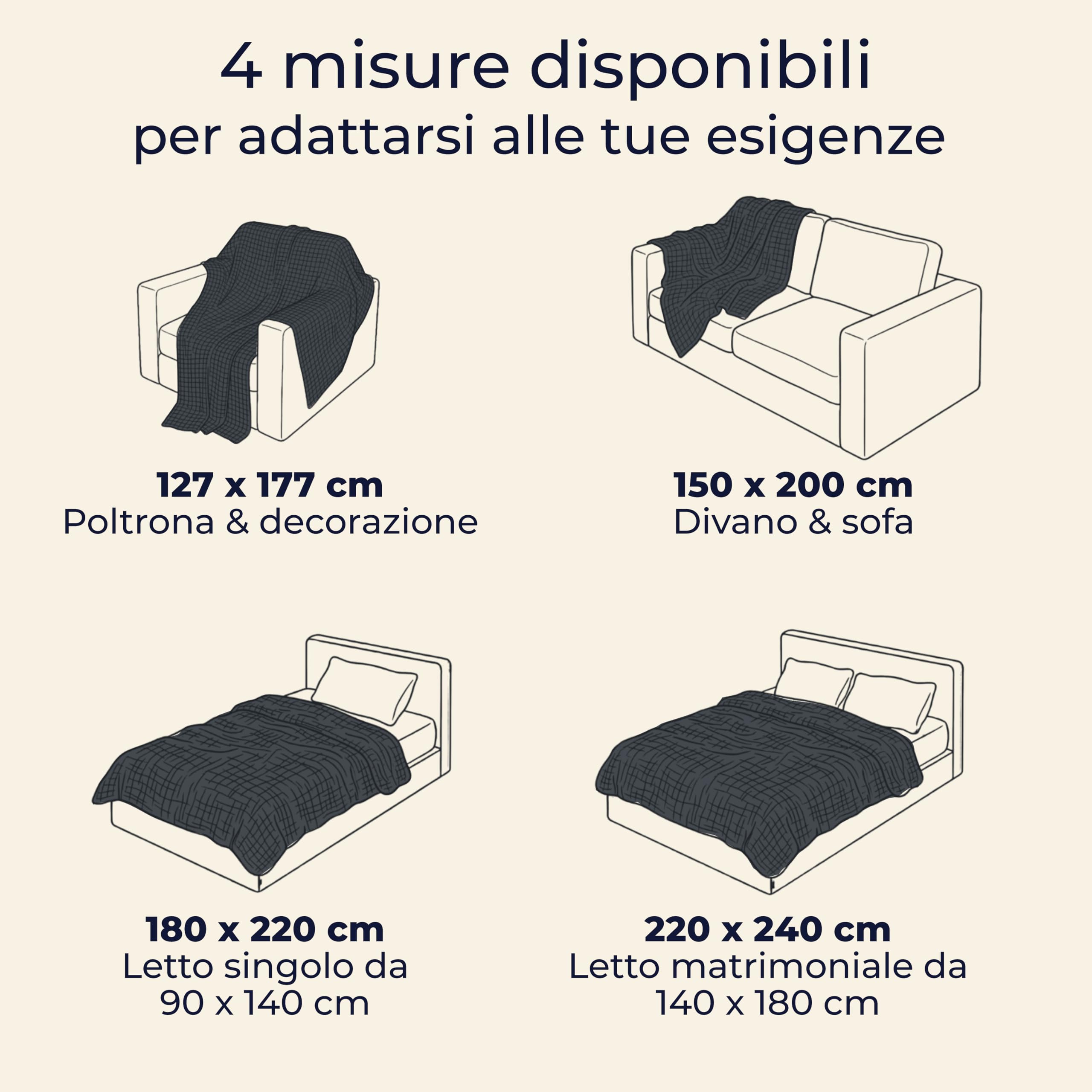 Dreamzie Coperta leggera in mussola 220x240 cm – 100% cotone – Coperta divano estiva e plaid traspirante – Copriletto leggero in garza di cotone certificata Oeko-Tex – Antracite