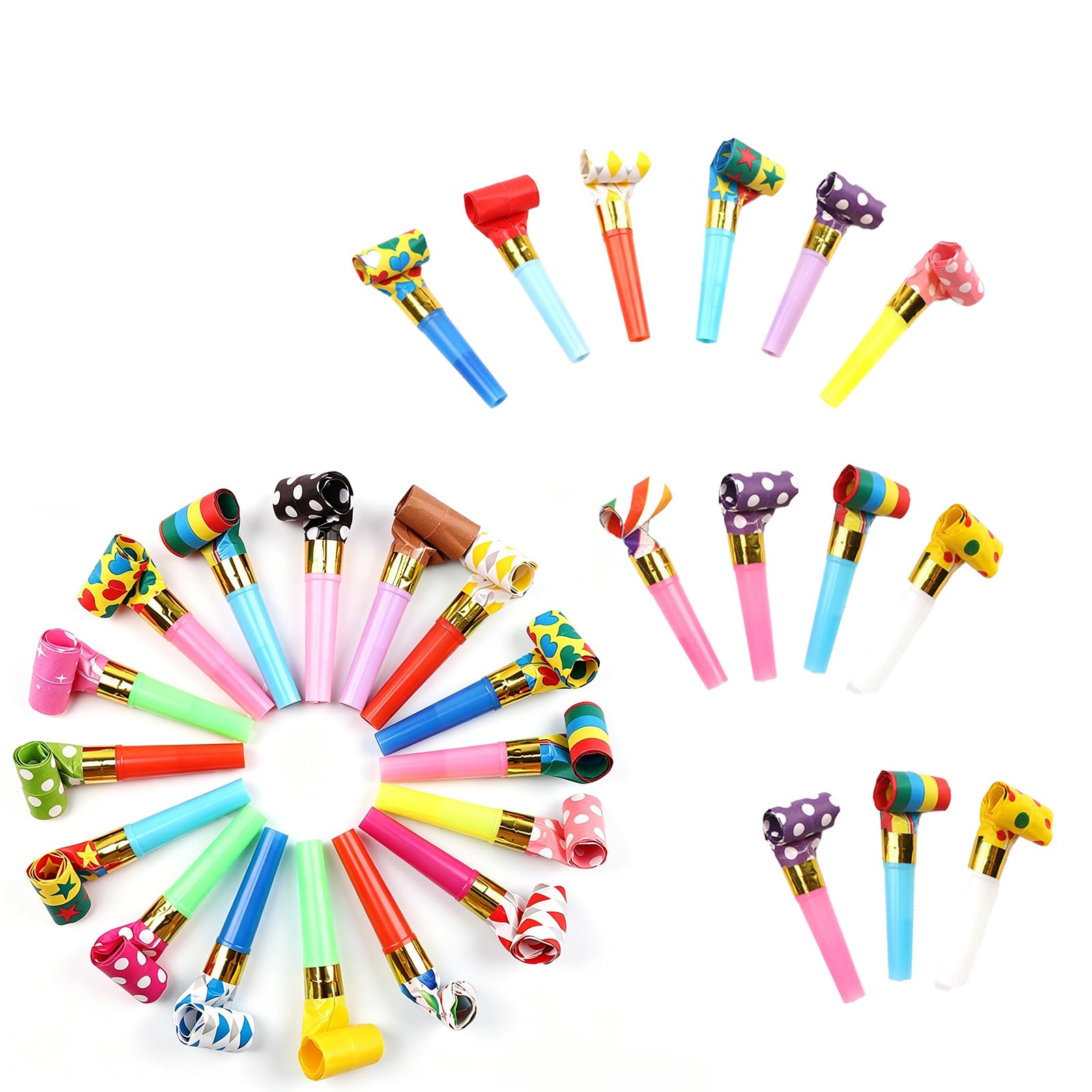 30Pcs Party Blowers, Poppers Trumpets, Noisemakers for Wedding Christmas