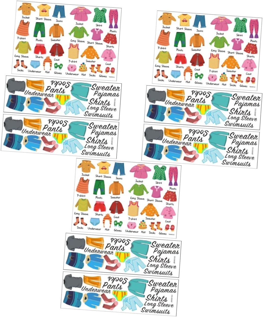 9sheets Dresser Clothing Sort Decals Wardrobe Clothing Classification Label Boys and Girls Bedroom Accessories Clothes Storage Label