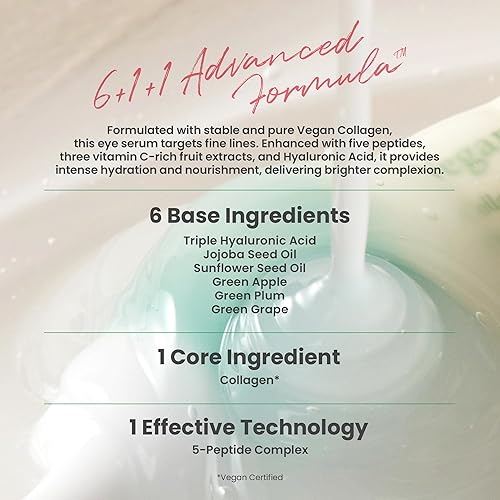 Miniatura 7 de AXIS-Y K Beauty - Suero de colágeno vegano para ojos, triple ácido hialurónico y péptido de colágeno que mejora la elasticidad de la piel, reduce