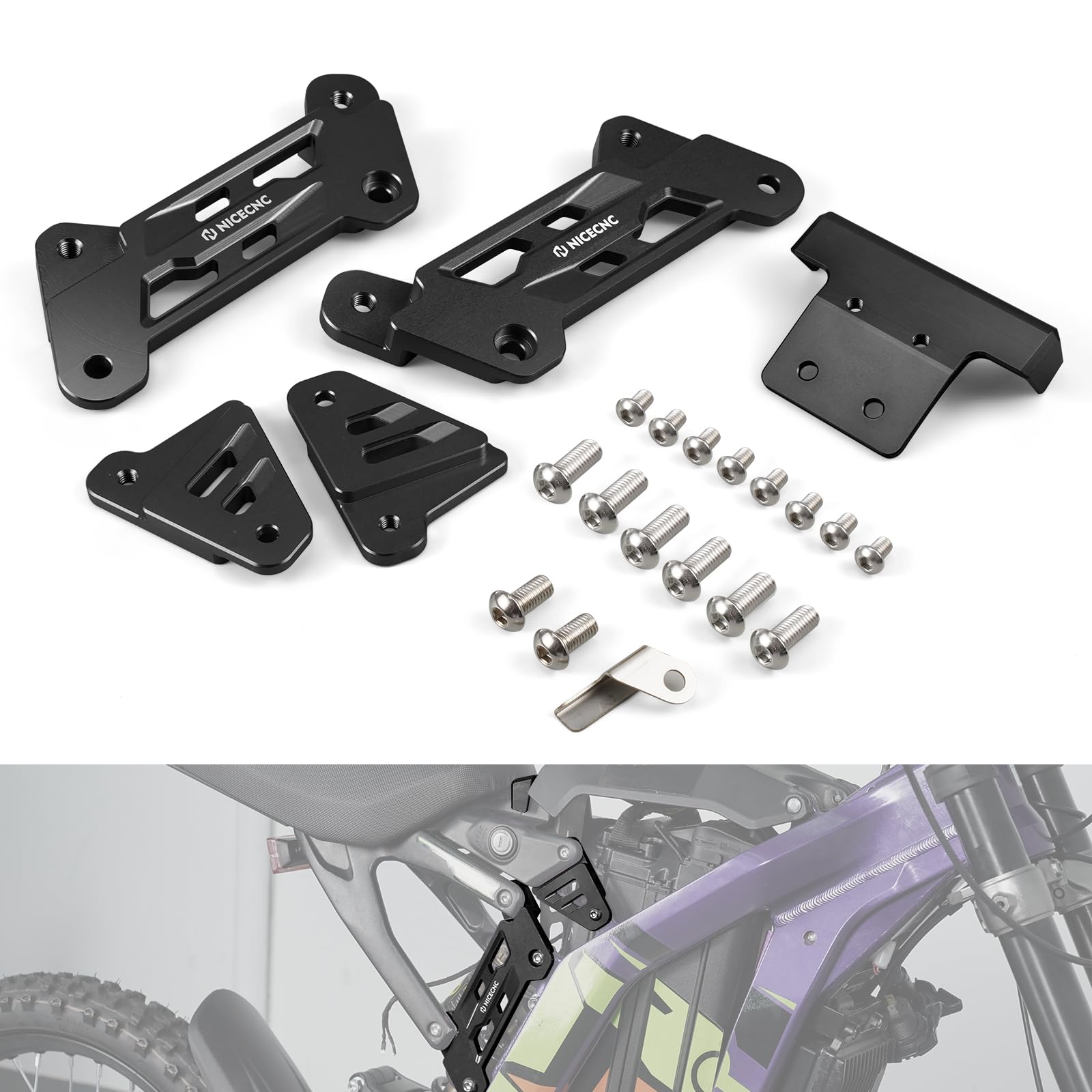 NICECNC Schwarzes 5 cm Körpersitz-Aufhängungs-Set, Sitzerhöhungshalterung, kompatibel mit Surron Light Bee X/S/L1E, kompatibel mit Segway X160/X260