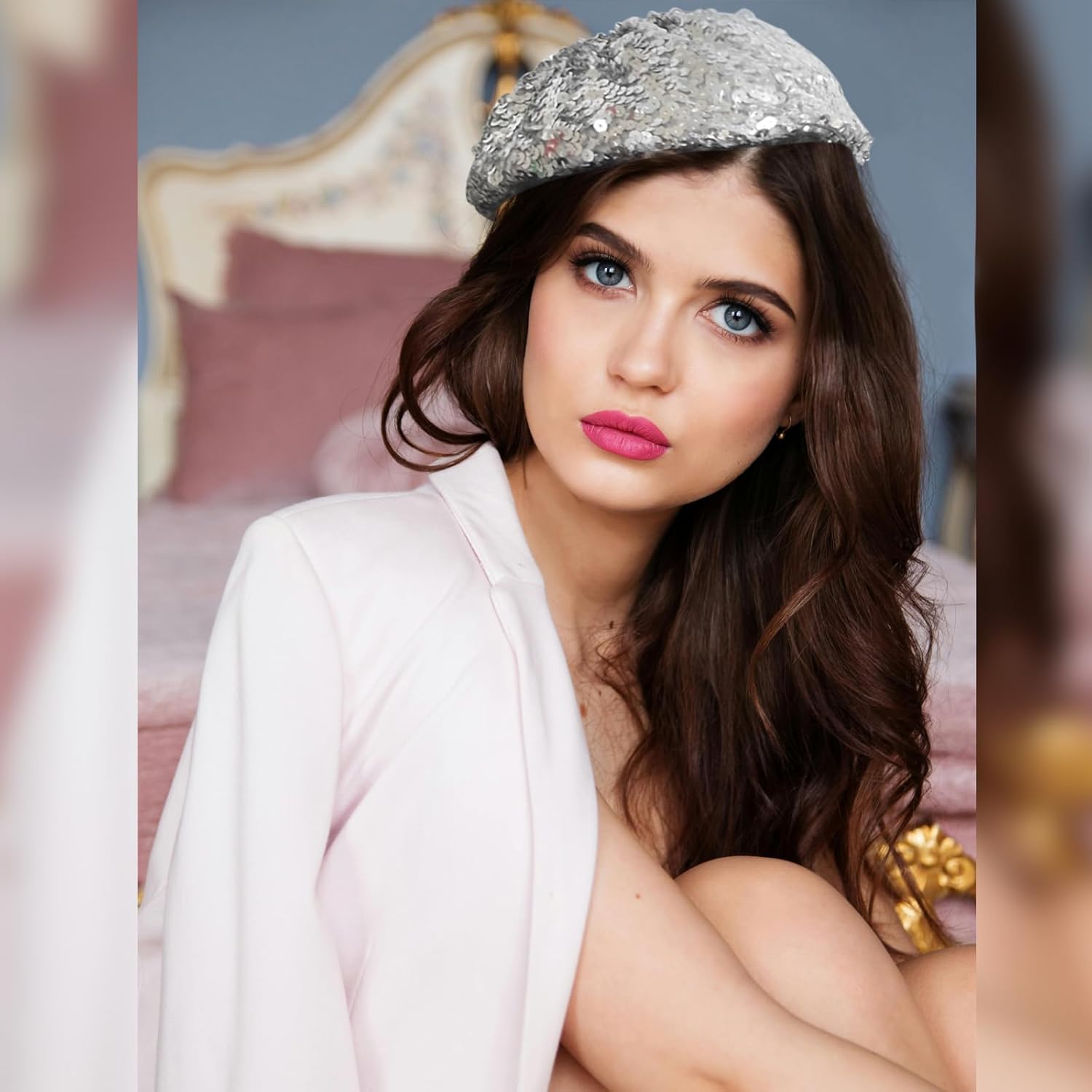 Women Sparkly Sequin Beret Fashion Beanie for Dancing Party, Club, Disco, Festival Party - Image 3