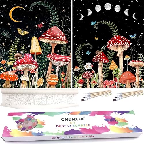 Miniatura 1 de CHUNXIA Paquete de 2 pinturas por números para adultos, principiantes y niños, pintura fácil por números, kits de pintura por números, luna y