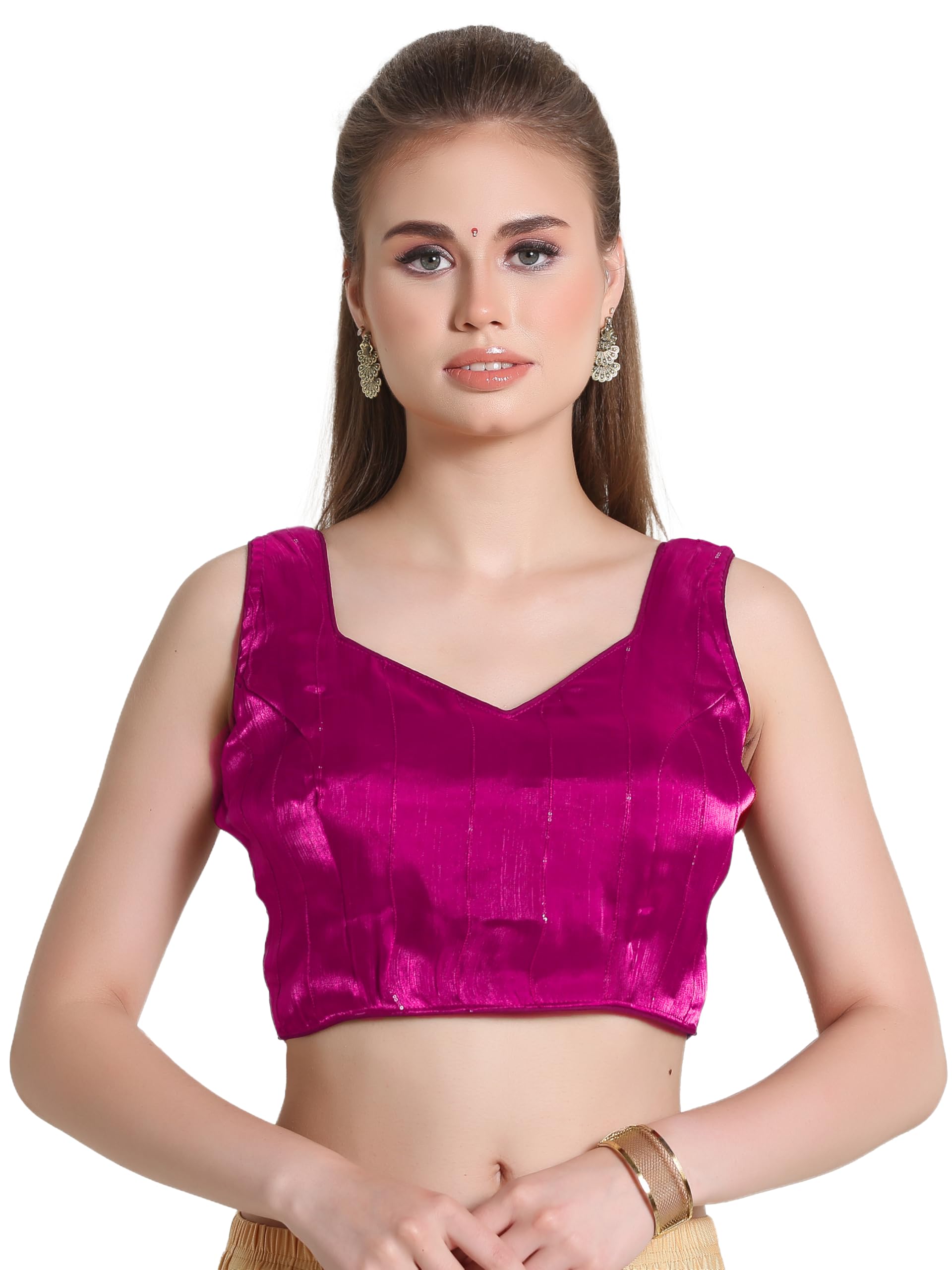 Pujia Mills Woman Pink Designer Zimi Chu Slub Shining Material With Sequnace Work Blouse