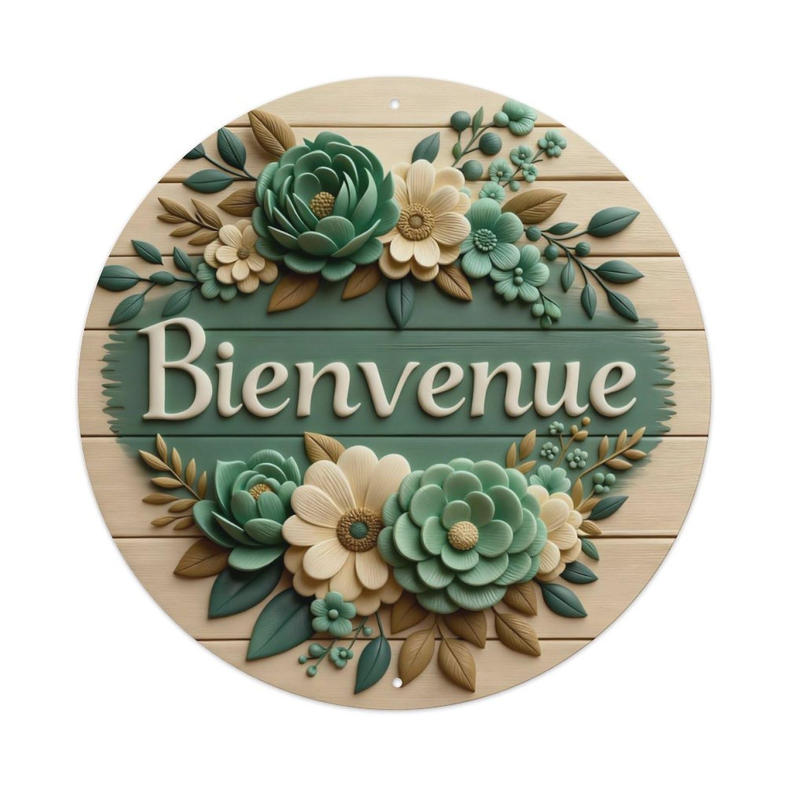 Zlatcbu Vintage Floral Arrangement Wooden Sign Welcome Design Metal Tin Sign Retro Wall Art Poster, Decor For Home Living Room Bar Cafe Garage, 8X8 Inch