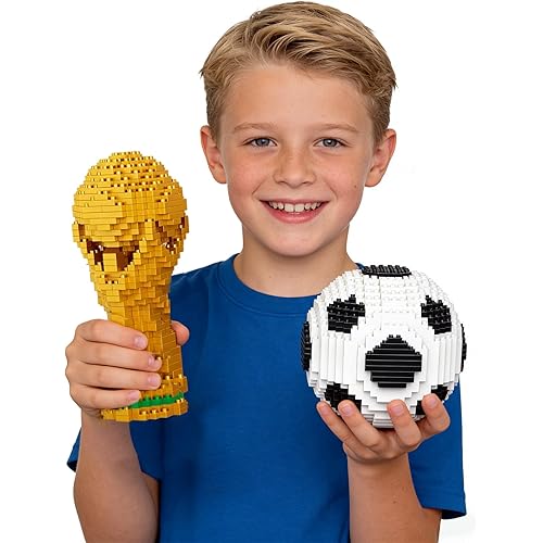 Soccer and Cup Building Blocks Set, Mini Football Bricks Kit for Kids Adults, Educational Toy, Sports Fan Desk Decor & Collectible Gift
