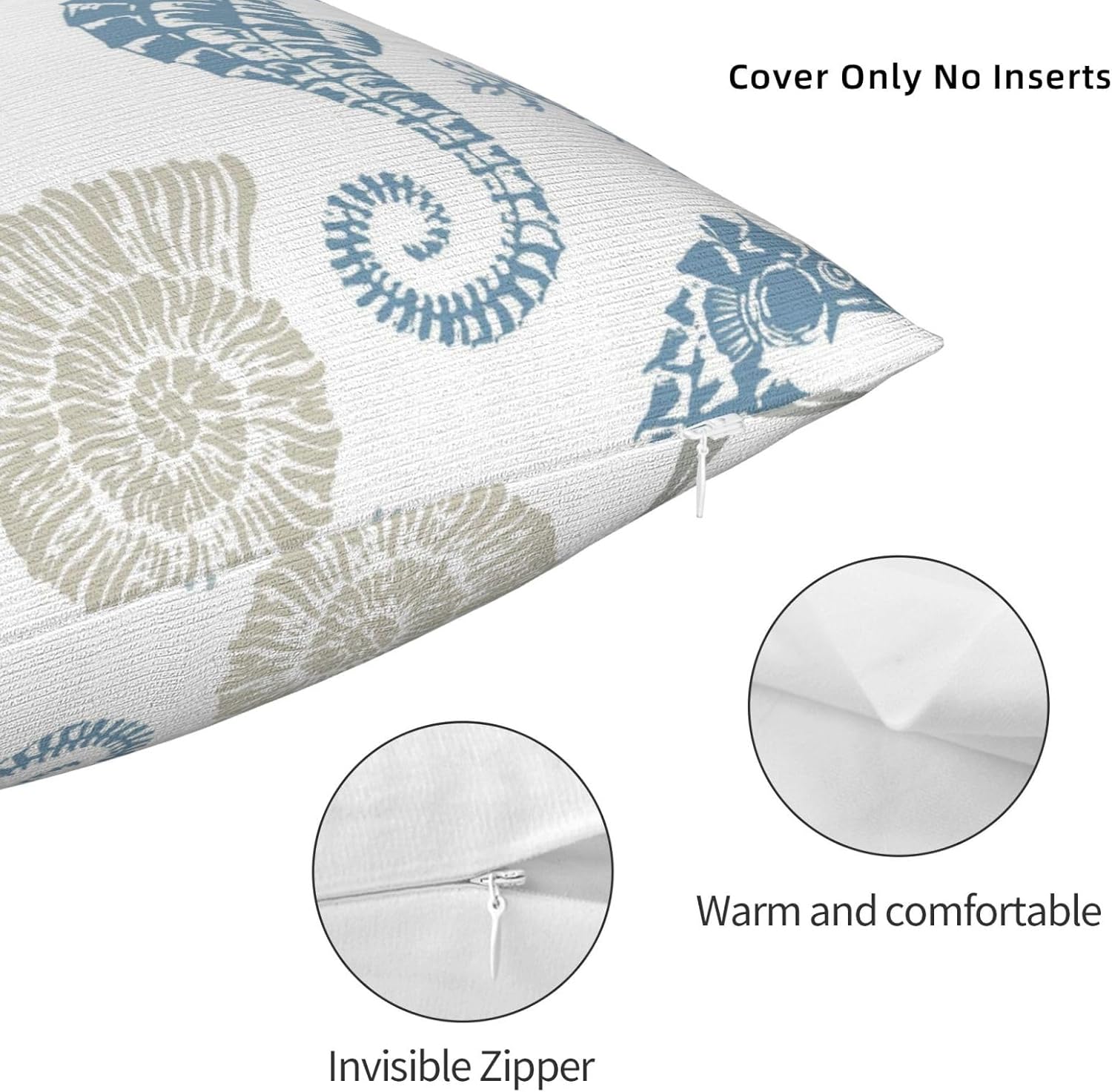 Nautical Coastal Throw Pillow Covers 18x18 Set of 2 Short Plush Pillows Case Square Cushion Cover Decorative Pillowcases for Bed Couch - Image 3