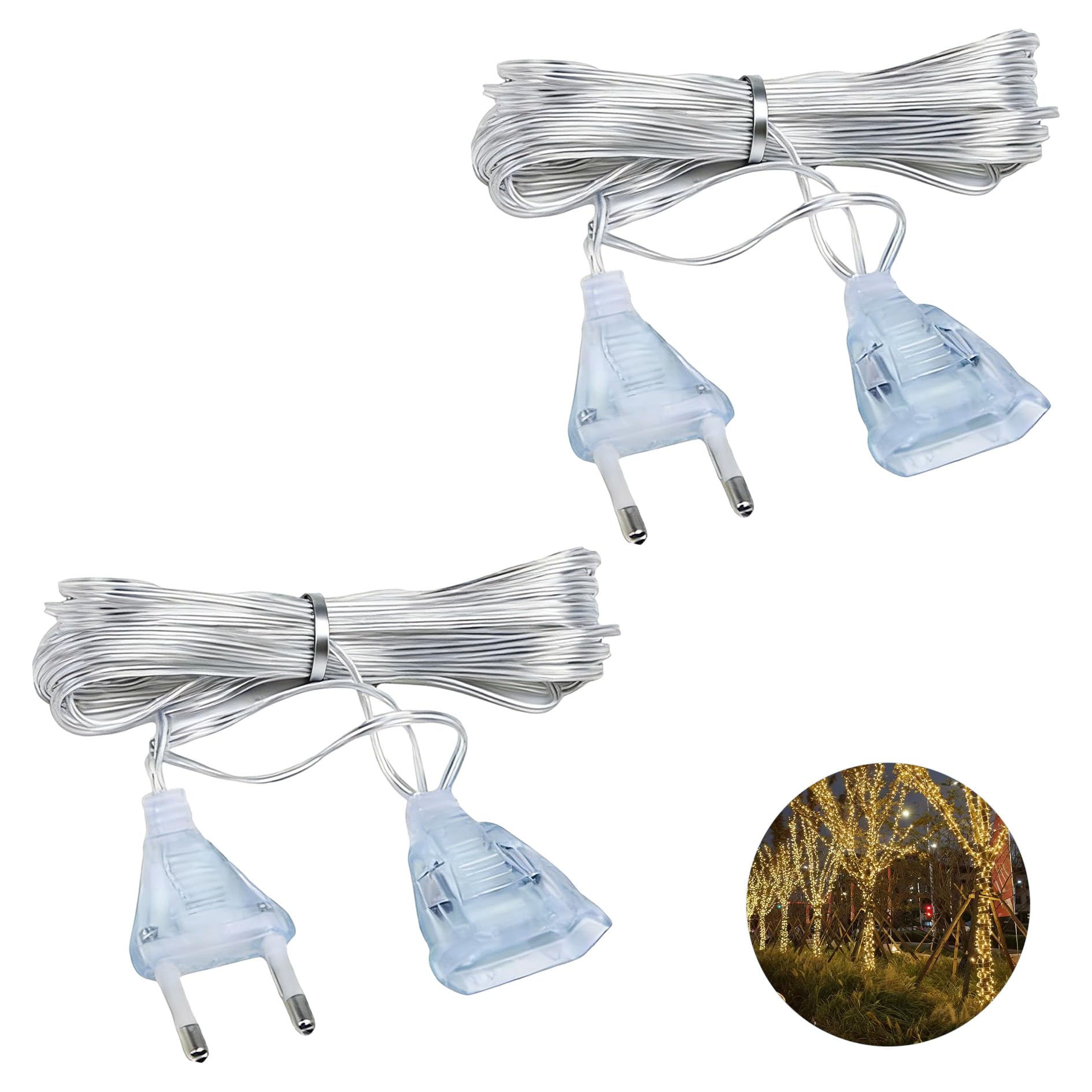 Lote de 2 Cables de Extensión Transparentes, Alargador Eléctrico Plano de 5 Metros con Enchufe Europeo para Luces LED, Decoración Navideña, Iluminación y Pequeños Electrodomésticos, 220V — view 7