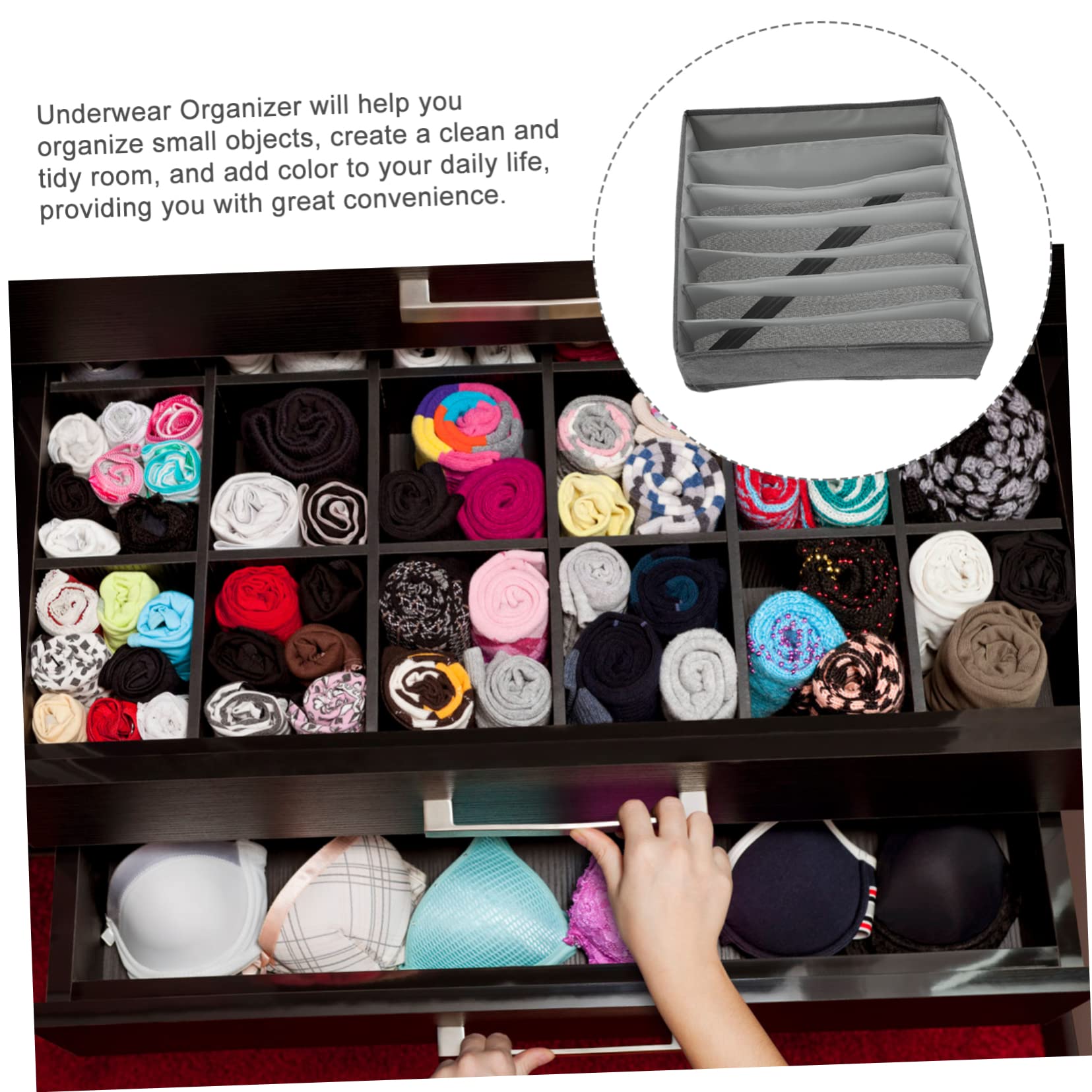 CHILDWEET Organizer Per Biancheria Intima e Calze Scatola Grigia Con Scomparti Contenitore Salvaspazio Per Armadio Organizer Versatile Per Vestiti e Accessori Resistente e Facile Da