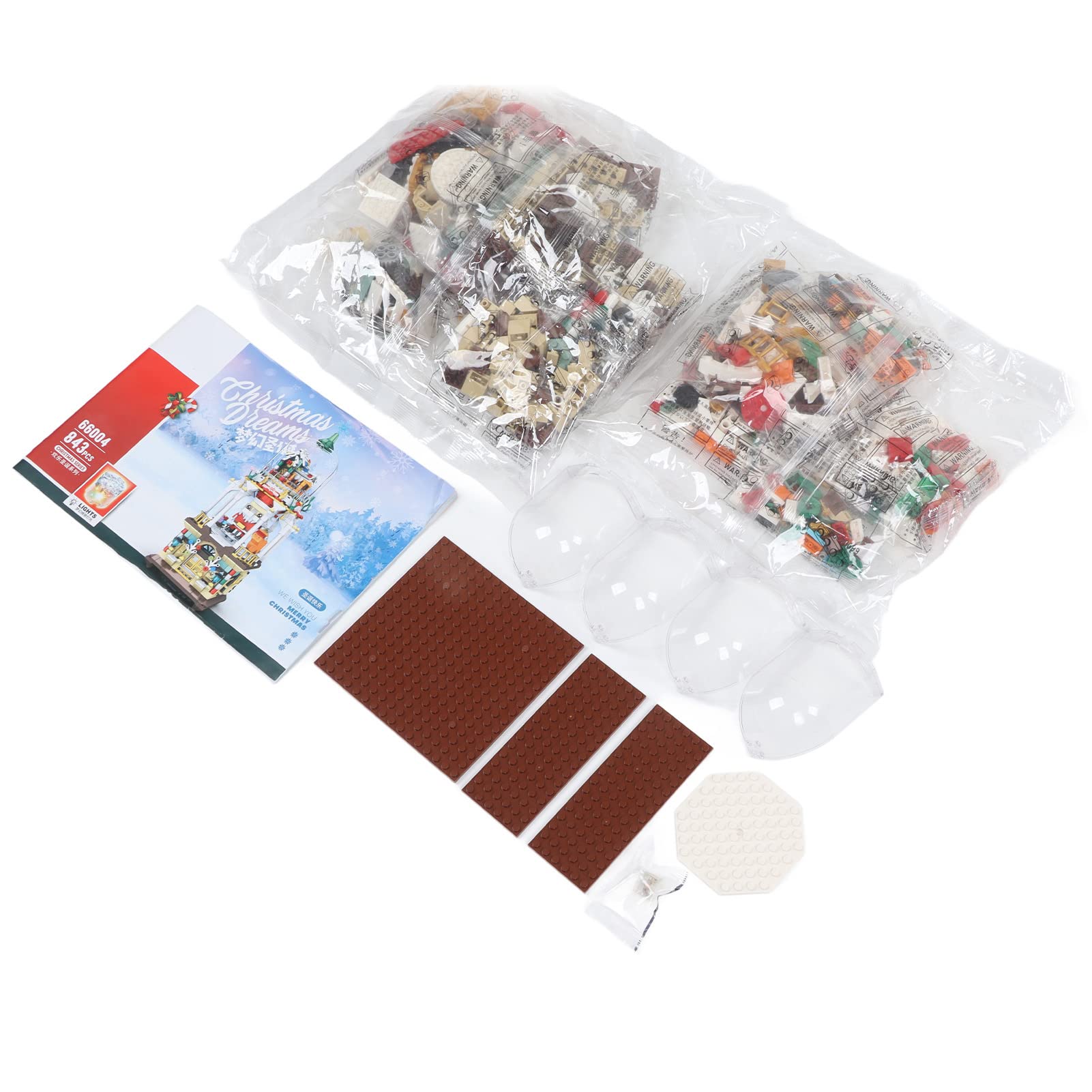 Set di Blocchi di Casetta Natalizia per Bambini da 843 Pezzi – Kit Costruzione per Gioco Creativo, Coordinazione Occhio-mano e Sviluppo del Cervello