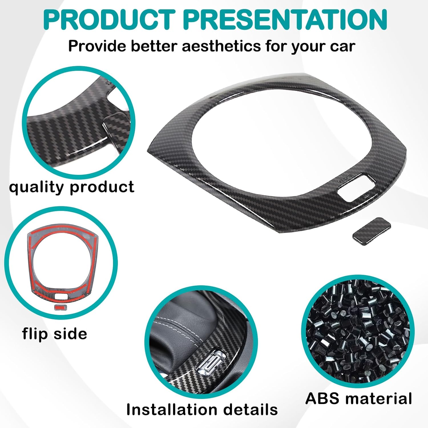 Center Console Gear Shift Frame Panel Decorative Stickers Interior Protection Accessories Compatible with Mazda MX-5 2016-2023, Central Control Gear Shift Panel (ABS，Carbon Fiber Pattern)