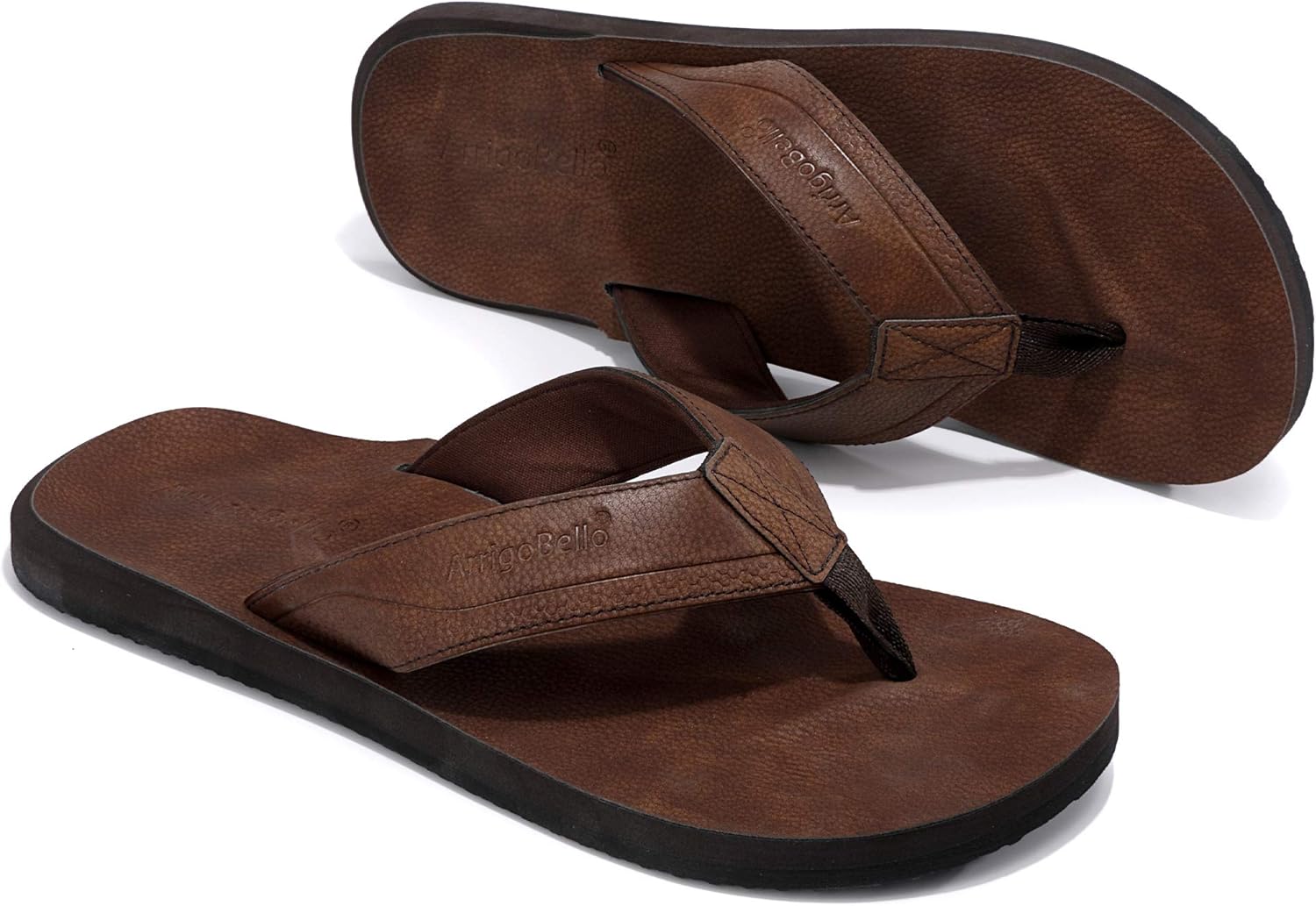 AX BOXING Mens Flip Flops Leather Thong Sandals Casual Comfort Slides Slippers - Image 6