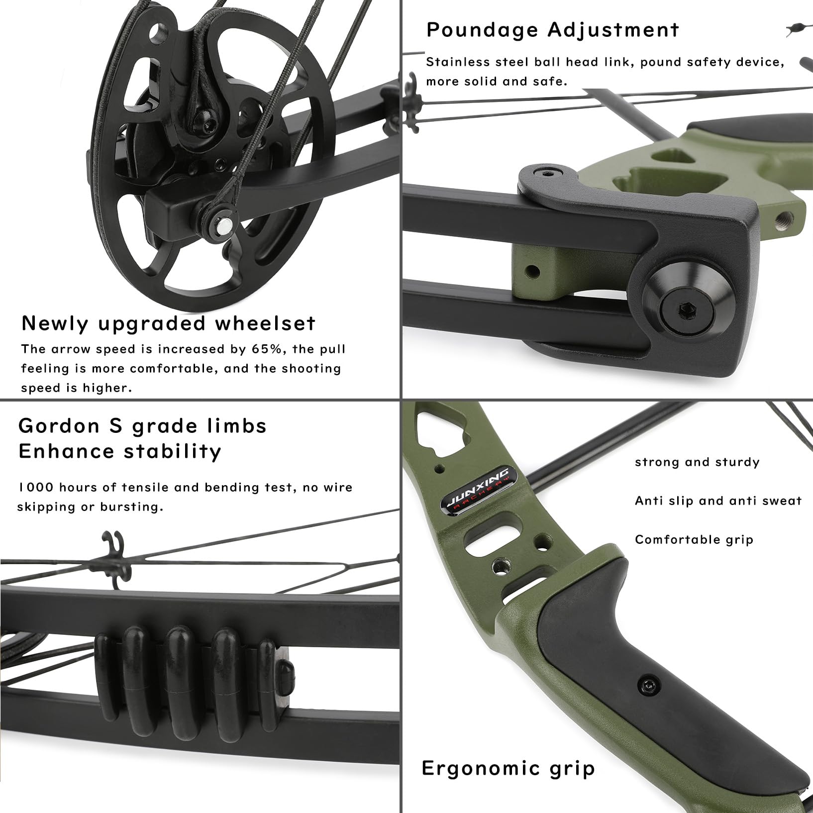 Kit d'arc à poulies 30~44lbs Ensemble d'arc et de flèches réglables pour tir à l'arc de Chasse Arc de tir à Gauche/Droite pour tir à l'arc en extérieur