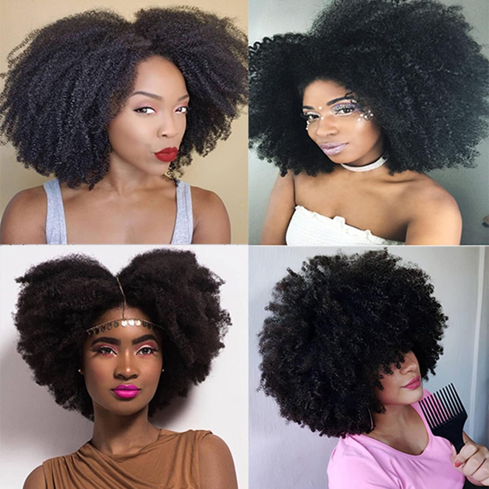 Saga Queen Brazilian Afro Curly Clip In Hair Extensions 9pcs 20clips 120g/pck Brazilian Virgin Human Hair Clip Ins (1 bundle 18inch, natural black)