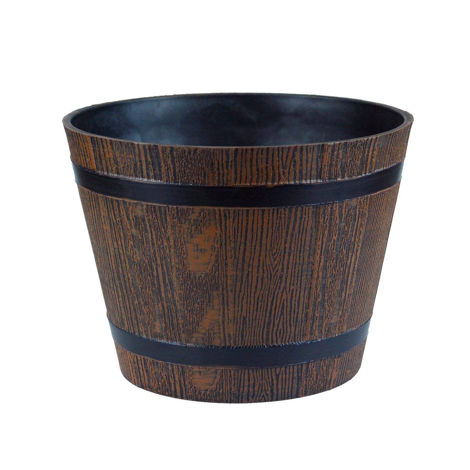 simpa Homestead Brown Half Barrel Indoor/Outdoor Cask Planter - Small, 17cm (H) x 23cm (Dia) - Single Pot.