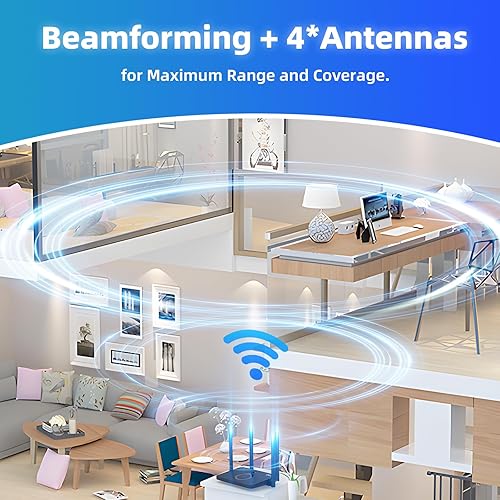 Miniatura 5 de DBIT AX1500 WiFi 6 Router de Internet inalámbrico de doble banda, velocidad inalámbrica de hasta 1.5 Gbps con 4* puertos Gigabit Ethernet,