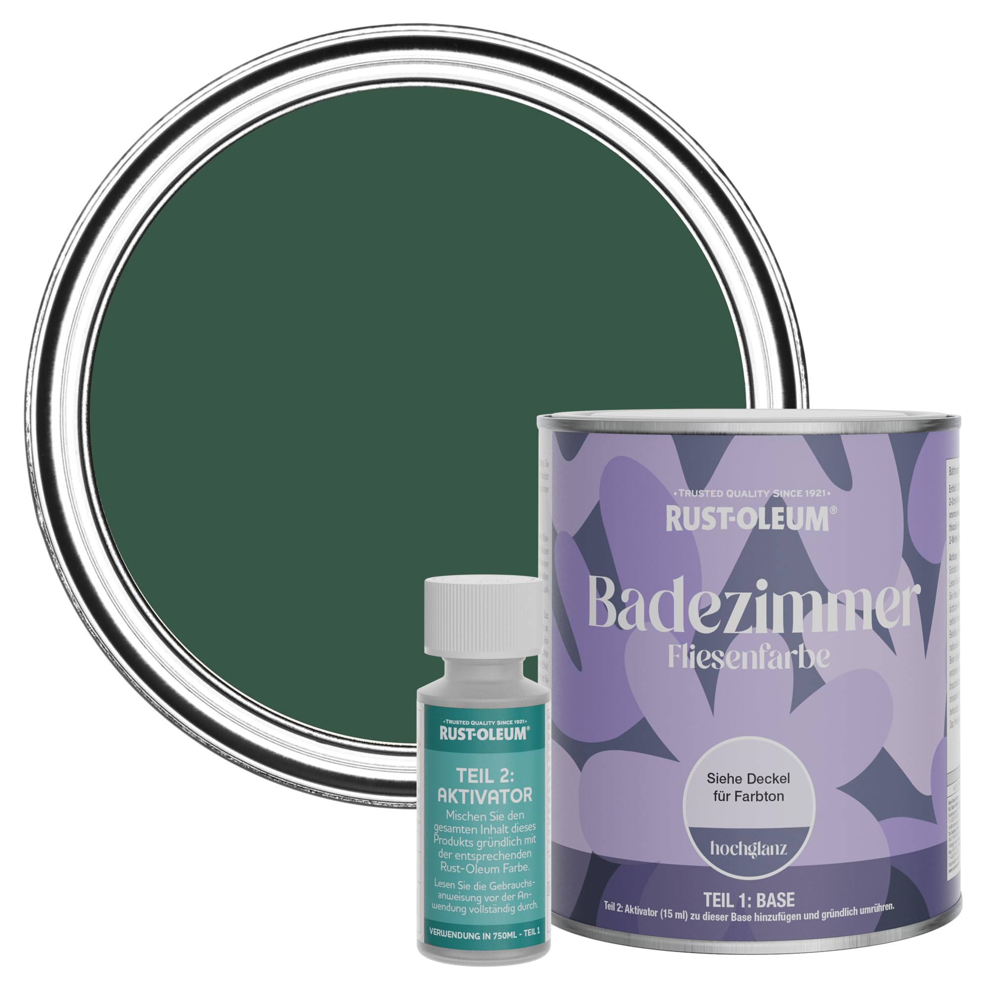 Rust-Oleum wasserfeste dunkelgrün Fliesenfarbe für Badezimmer in Hochglanz Finish - Kiefernwald 750ML