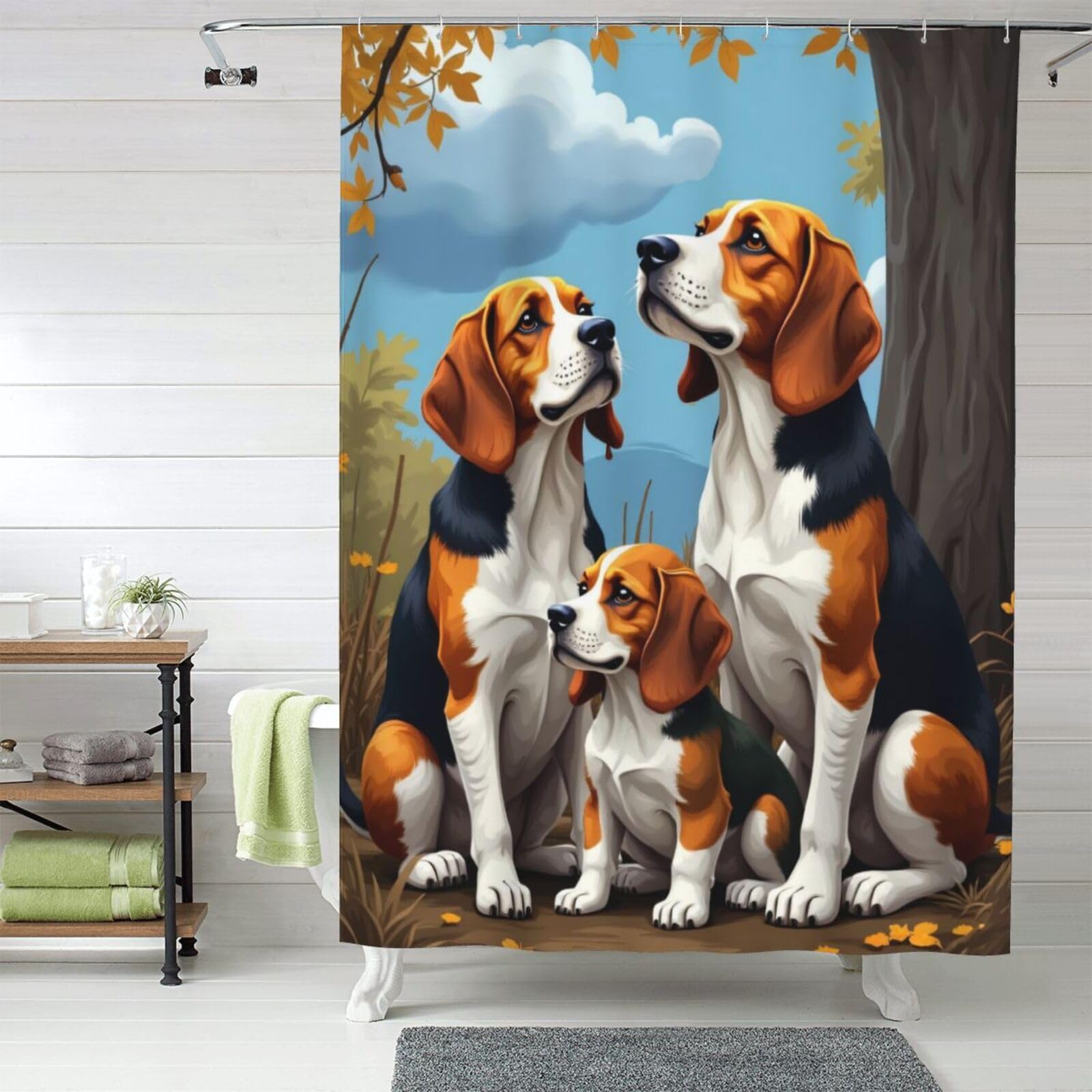 Rideau de douche beagle lavable en machine avec textile épais durable