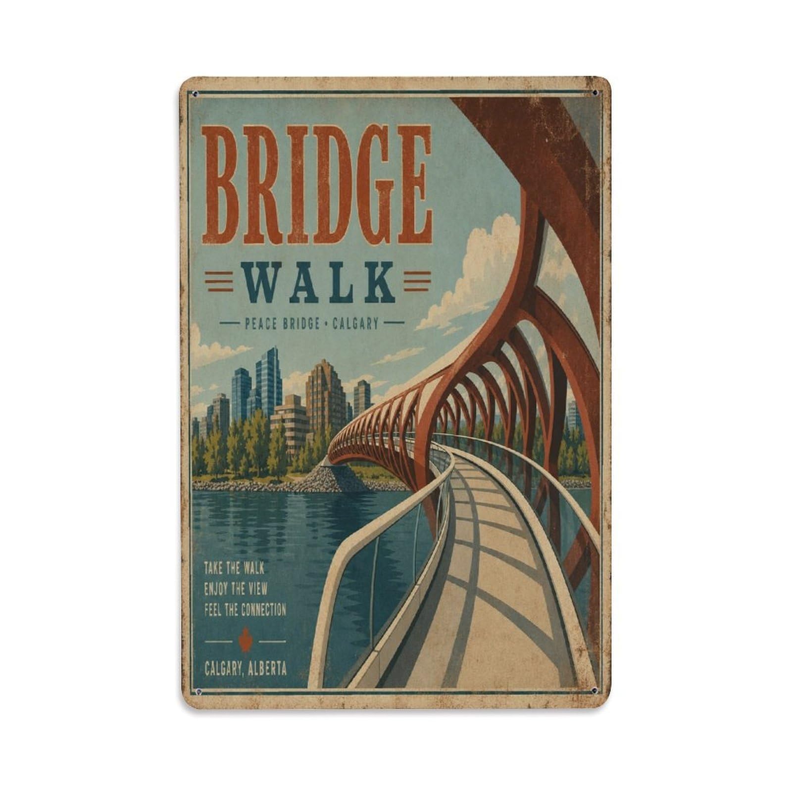 Belfast Lagan River Heritage Riverside Walk Metal Tin Sign Plaque Wall Decor for Cafe, Man Cave, Club Bar, Office, Home Garden Round Metal Poster 8x12Inch