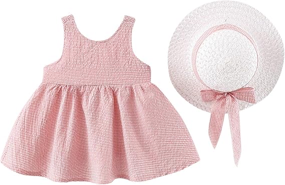 Amazon Co Jp Yolaird 子供 ワンピース 夏 ベビー服 女の子 タンクトップ セットアップ 子供服 ノースリーブ フリル トップス 新生児 Tシャツ セット 赤ちゃん服 肌着 ワンピース 女児 洋服 春 夏 出産祝い 通園 可愛い 帽子付 03ピンク 80 ファッション