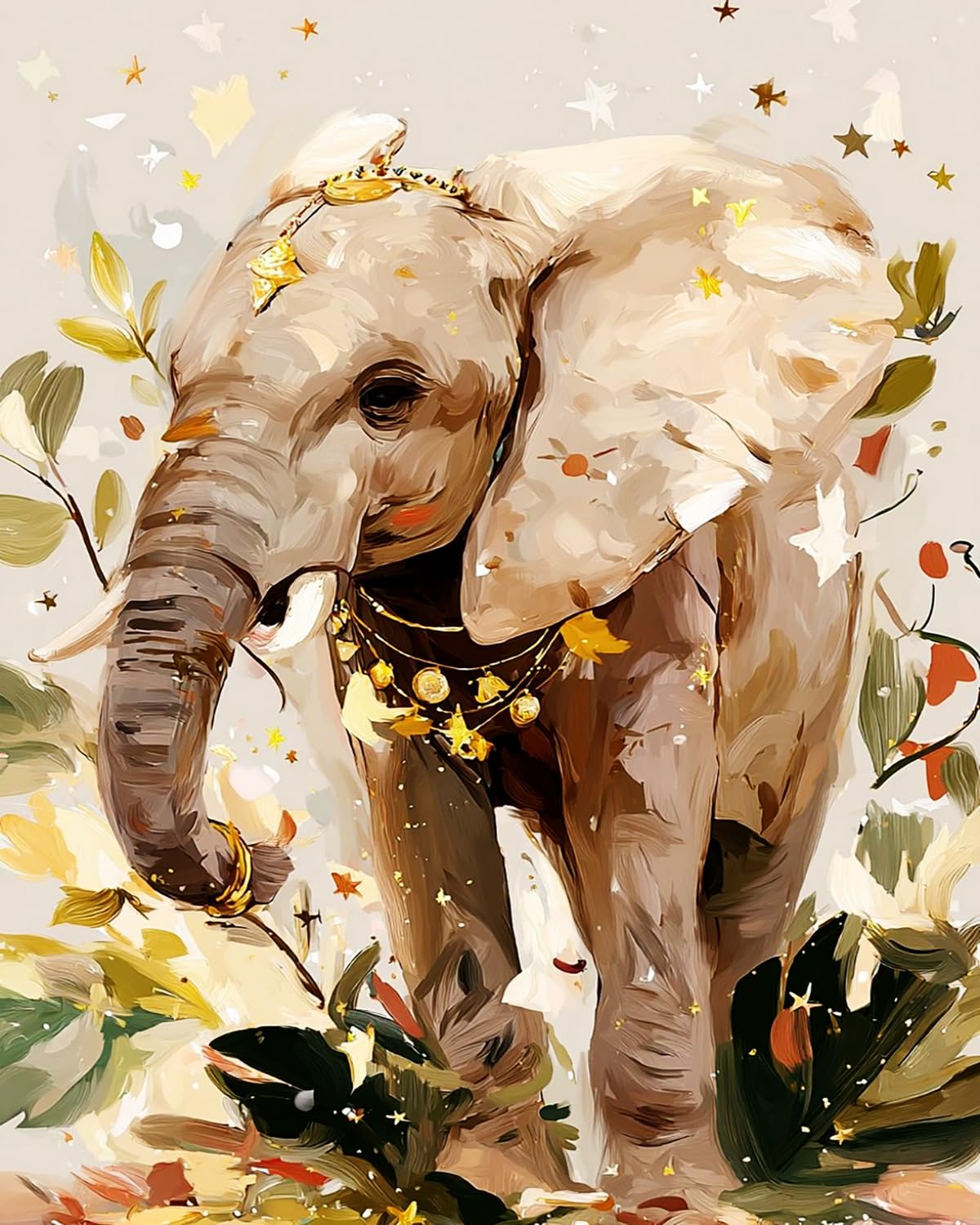 Liubaishi Multicolour Paint By Numbers Kit For Adults, Star-Shaped Elephant, 40X50 Cm, Acrylic On Canvas