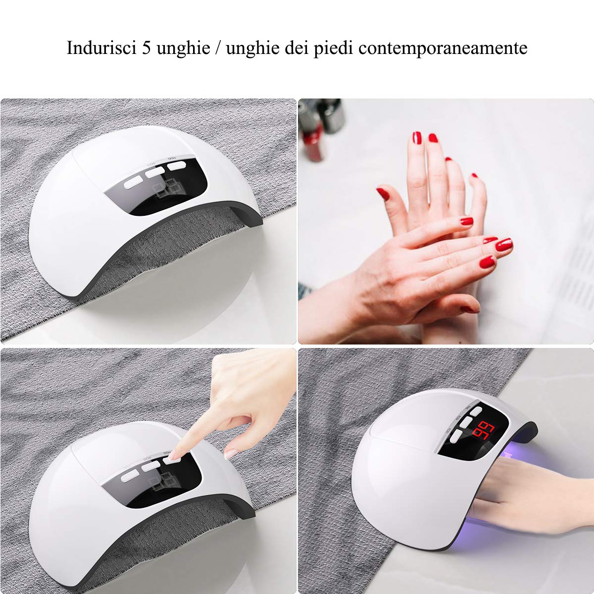 ANGNYA 54W Lampada Unghie LED UV Professionale per Manicure/Pedicure, Sensore di Avvio Automatico con La Possibilità di Impostare 3 Timer 30/60/99S