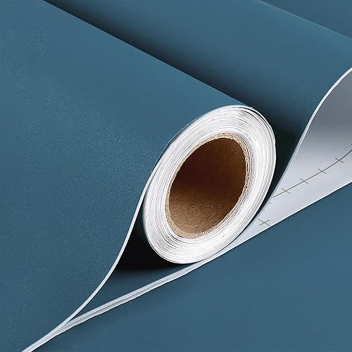 Stickyart Papel tapiz azul oscuro para despegar y pegar, papel adhesivo azul para armarios, cajones, cocina, dormitorio, papel tapiz autoadhesivo