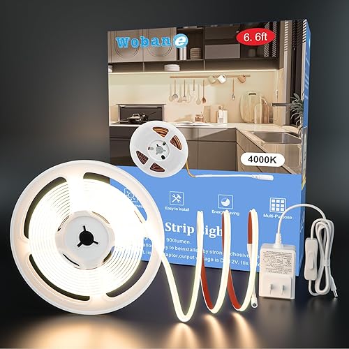 Miniatura 8 de WOBANE Kit de iluminación para debajo del gabinete, barra de luces LED negras, luces debajo de la encimera para cocina, armario, escritorio, monitor