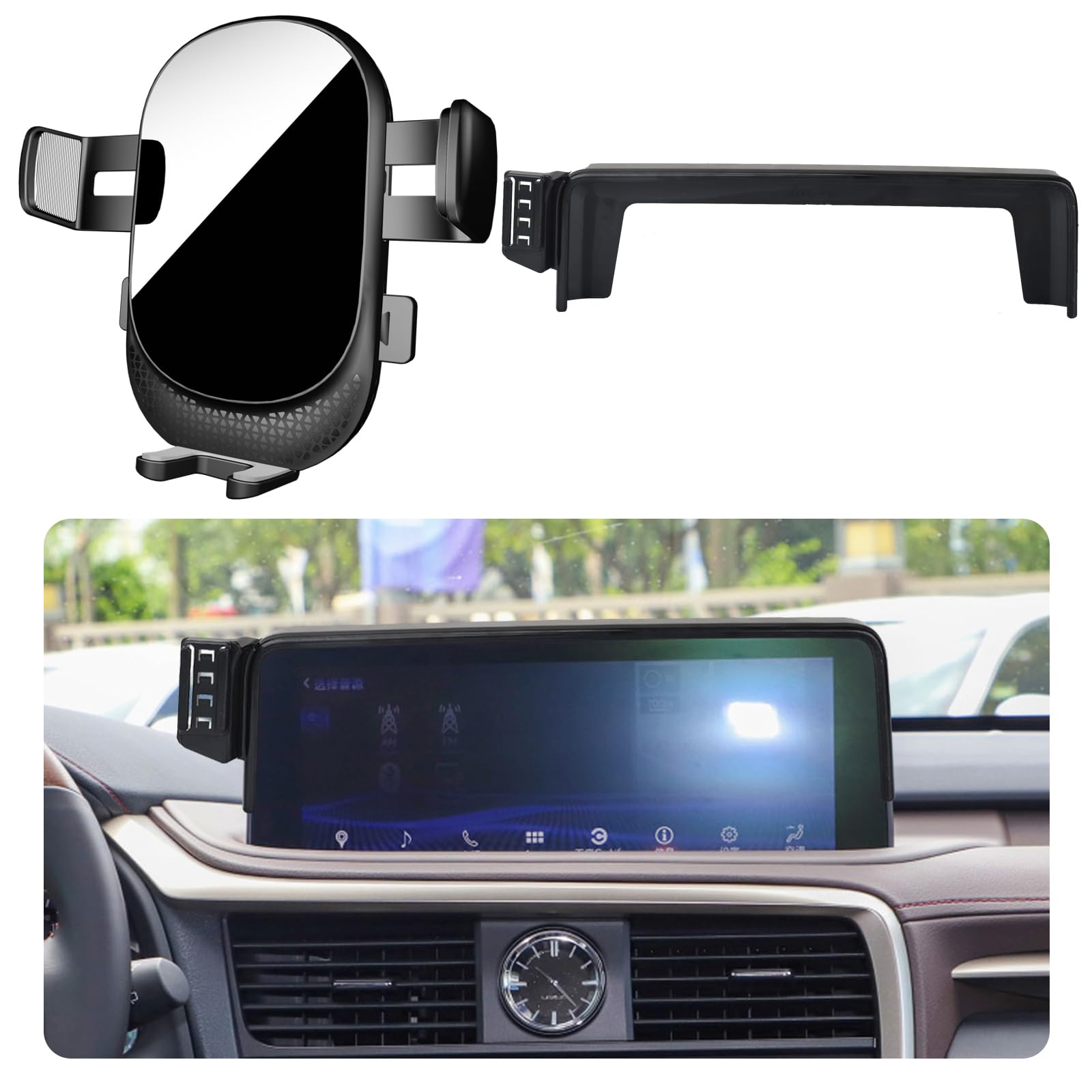 Car Phone Holder for Lexus RX Auto Accessories[Only for 2020-2022 RX350 / RX350L / RX450h / RX450hL 12.3" Screen][8" Not usable][Auto Lock Hands Free