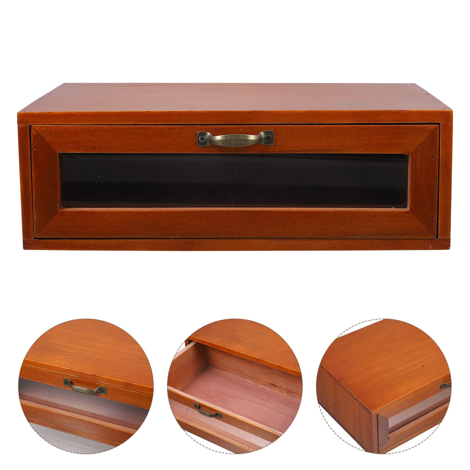 Boîte de Rangement Cosmétique en Bois avec Tiroir, Organisateur de Maquillage Rustique, Design Polyvalent pour Bureau et Maison, Style Vintage Marron