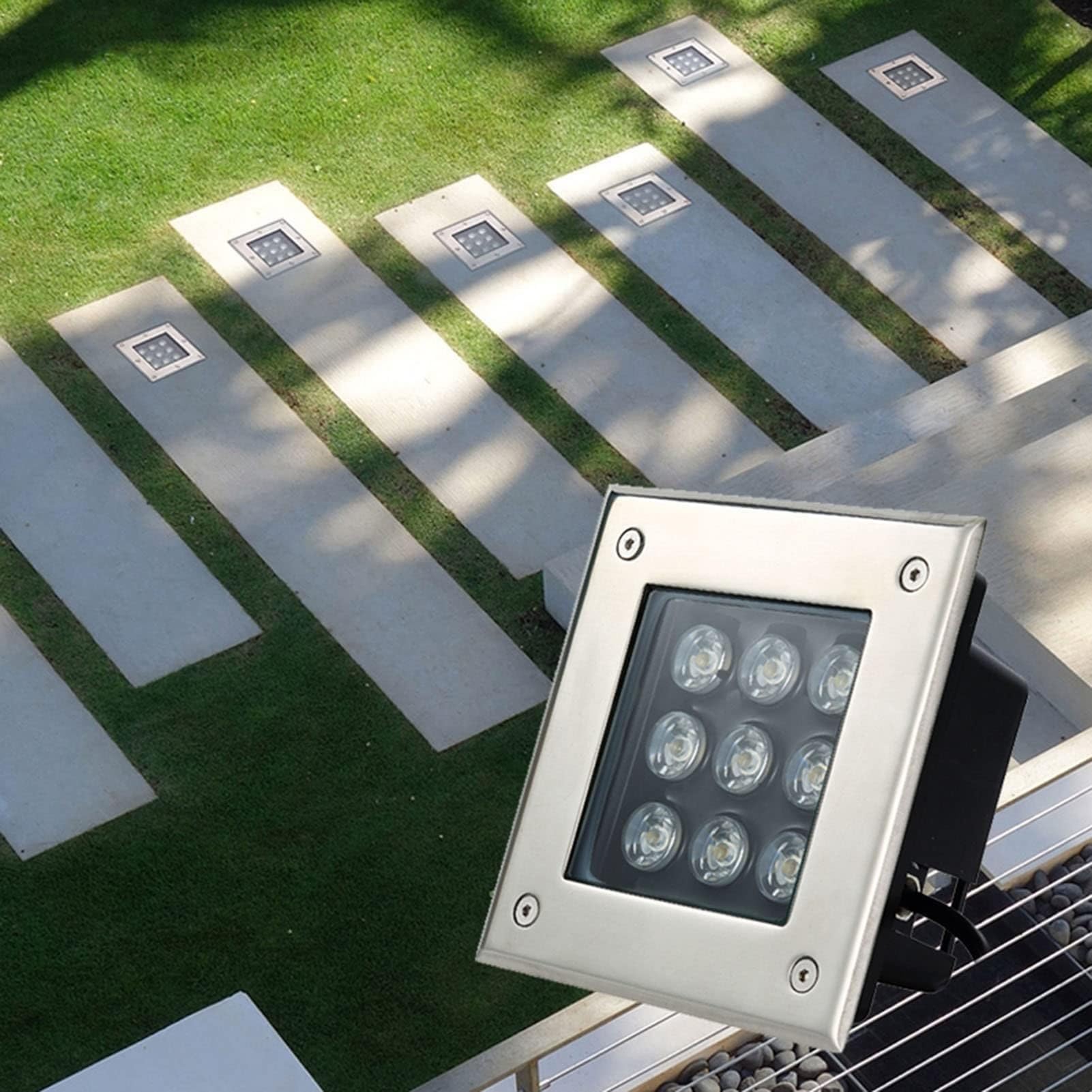 Generisch Lampa ogrodowa LED, 12 W, kwadratowa lampa zewnętrzna do zakopania, wodoszczelność IP67, ulepszone lampy ogrodowe do ogrodu, ścieżek i tarasów