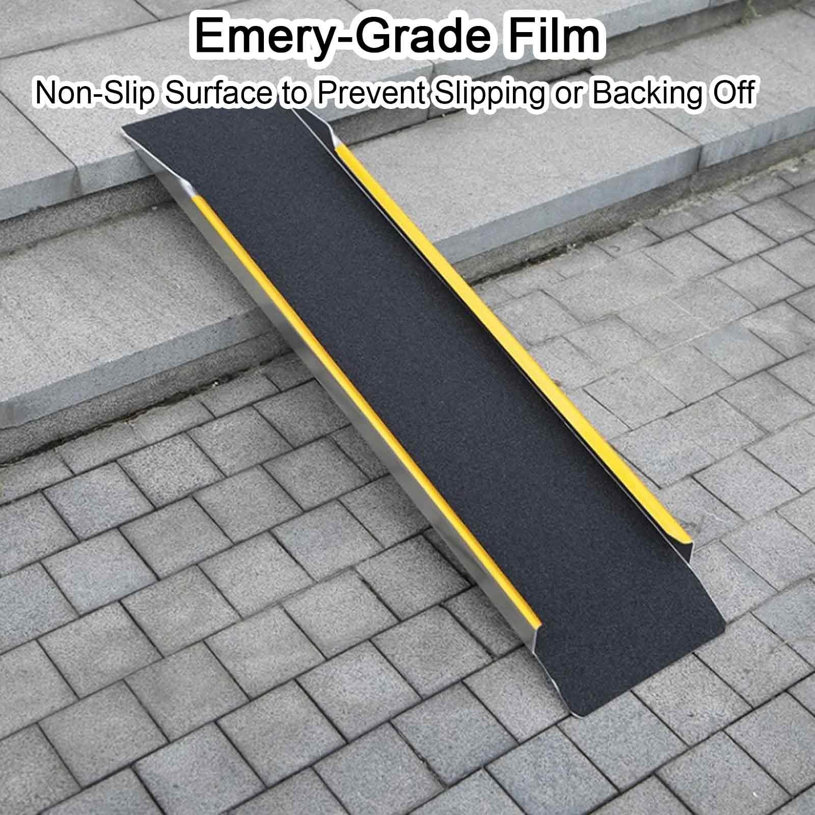 25 cm Aluminiowe Rampy Progowe, 2 Sztuki, 100 cm, 120 cm, 150 cm, Udźwig 300 Kg, Antypoślizgowe Rampy Załadunkowe z Powierzchnią Pokrytą Żwirem, Lekkie i Wytrzymałe(120cm/47in)