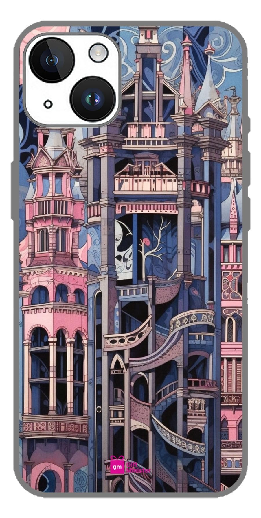 Silicone Designer Cover for Apple iPhone 14 Pinkcase - Custom Monogrammed Navy Blue Pink Judson Huss Interlocking Structures Sydney Prior Hall Strong Negative Space 1Pcs 16954