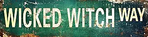 AWISZZZ Vintage Metal Tin Sign Retro Wicked Witch Way Signs Stylish Wall Art Plaques for Home Decor Bathroom Kitchen House and Gothic Wall Decor or as a Unique Poster 16x4 in