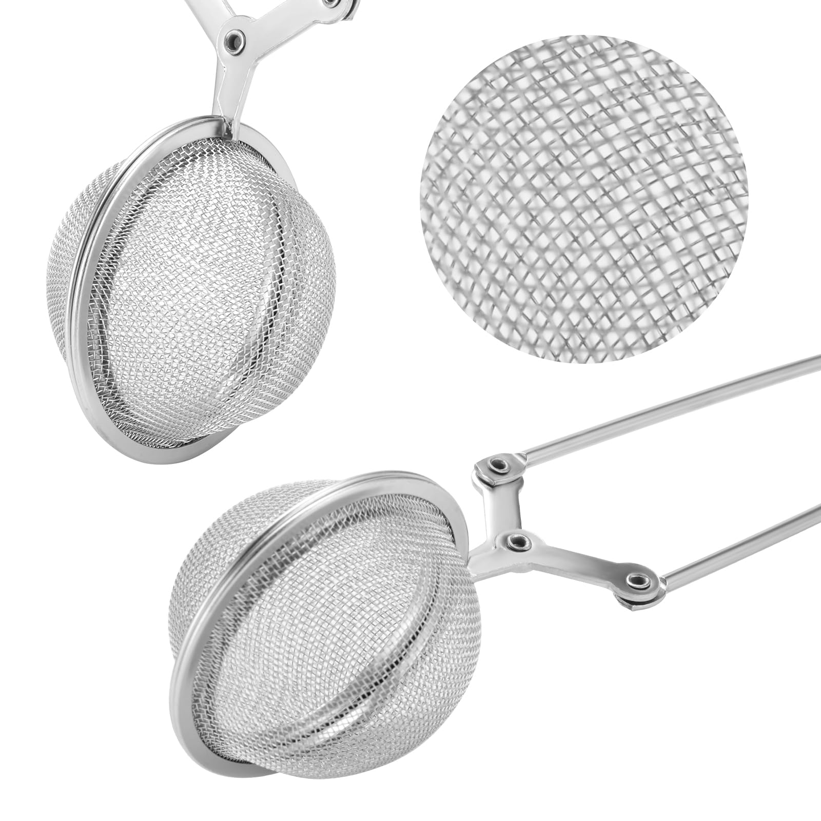 SET DE 4 UNIDADES coladores de té de acero inoxidable, Ø 4,5 cm, infusor de té para té suelto con malla fina, bola de té con pinza para disfrutar al máximo del té