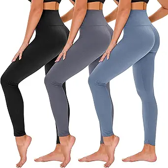 TNNZEET 3 Pack Leggings for Women - Black Tummy Control High Waisted Soft Yoga Pants for Workout Gym Running with Pockets