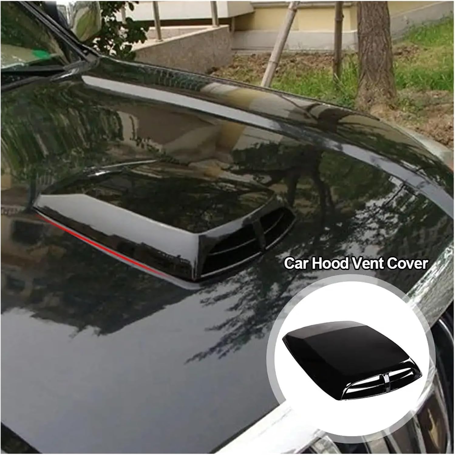 Universal Car Hood Scoop Air Outlet Cover Decoration Air Flow Intake Vent Cover Auto Air Flow Vent Cover Accessories Car Styling(Black)