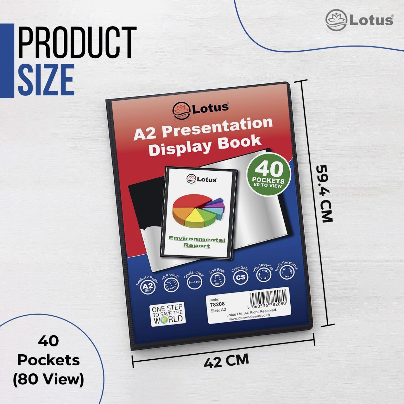 Lotus A2 Display Book Elegant Black 20 Pocket Presentation Folder Folio For Professionals Business Students Projects School Colleges Home By Lotus 78207 1 Book
