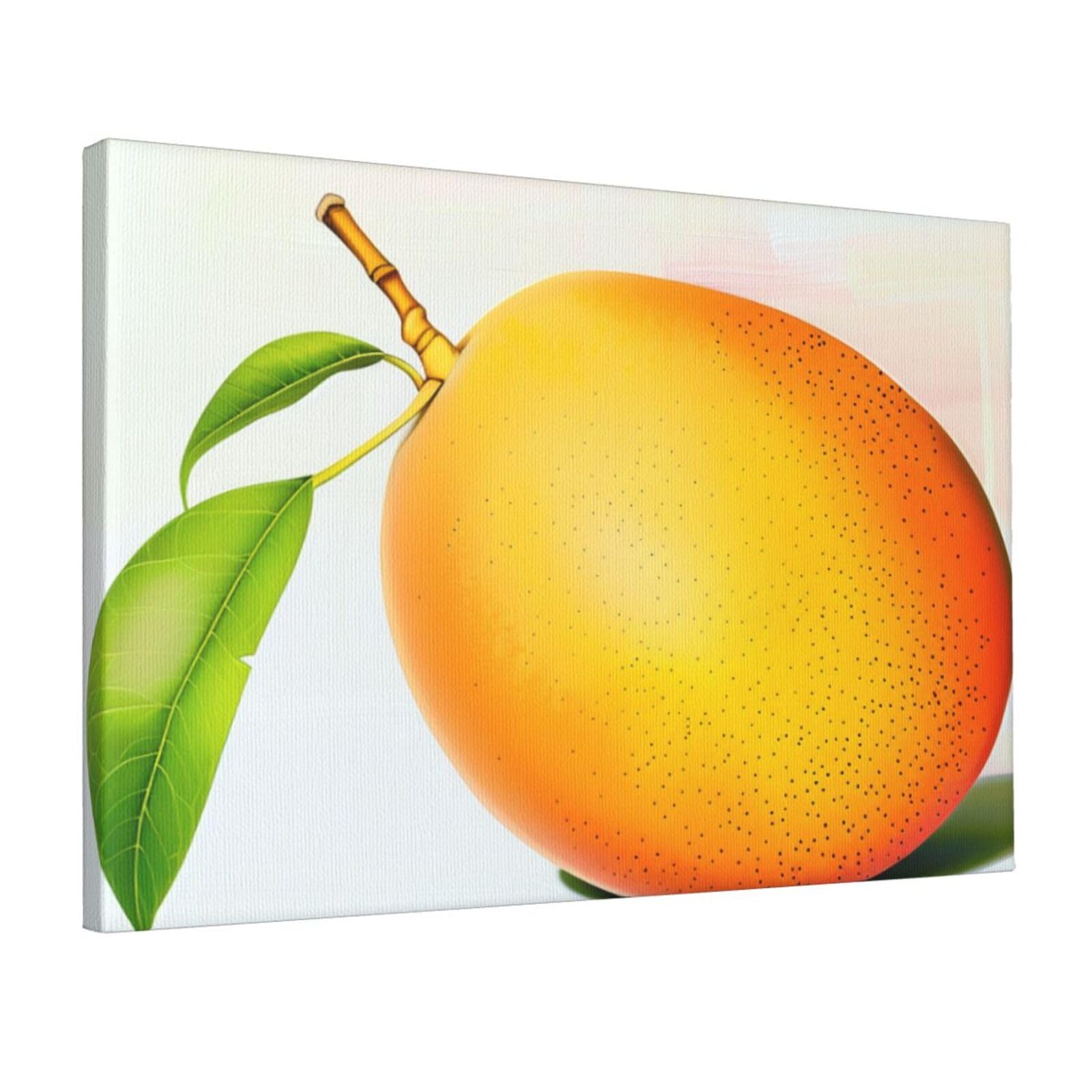 YKLJG Mango Printed Wall Art Canvas Prints 45x30 CM Wooden Framed Picture Painting Artwork for Bedroom Kitchen Home Office Decor