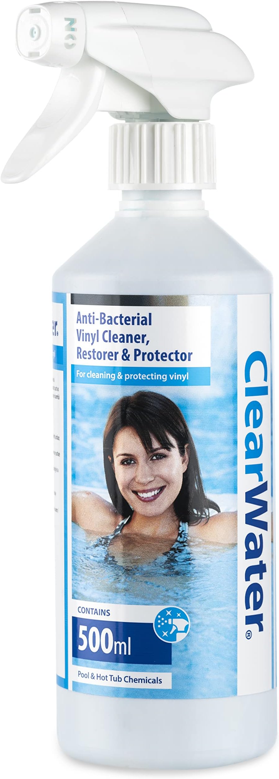 – ClearWater 500ml Anti-Bacterial Cleaner, Hot Tub and Pool Vinyl Surface Spray Cleaner, Removes Dirt and Stains