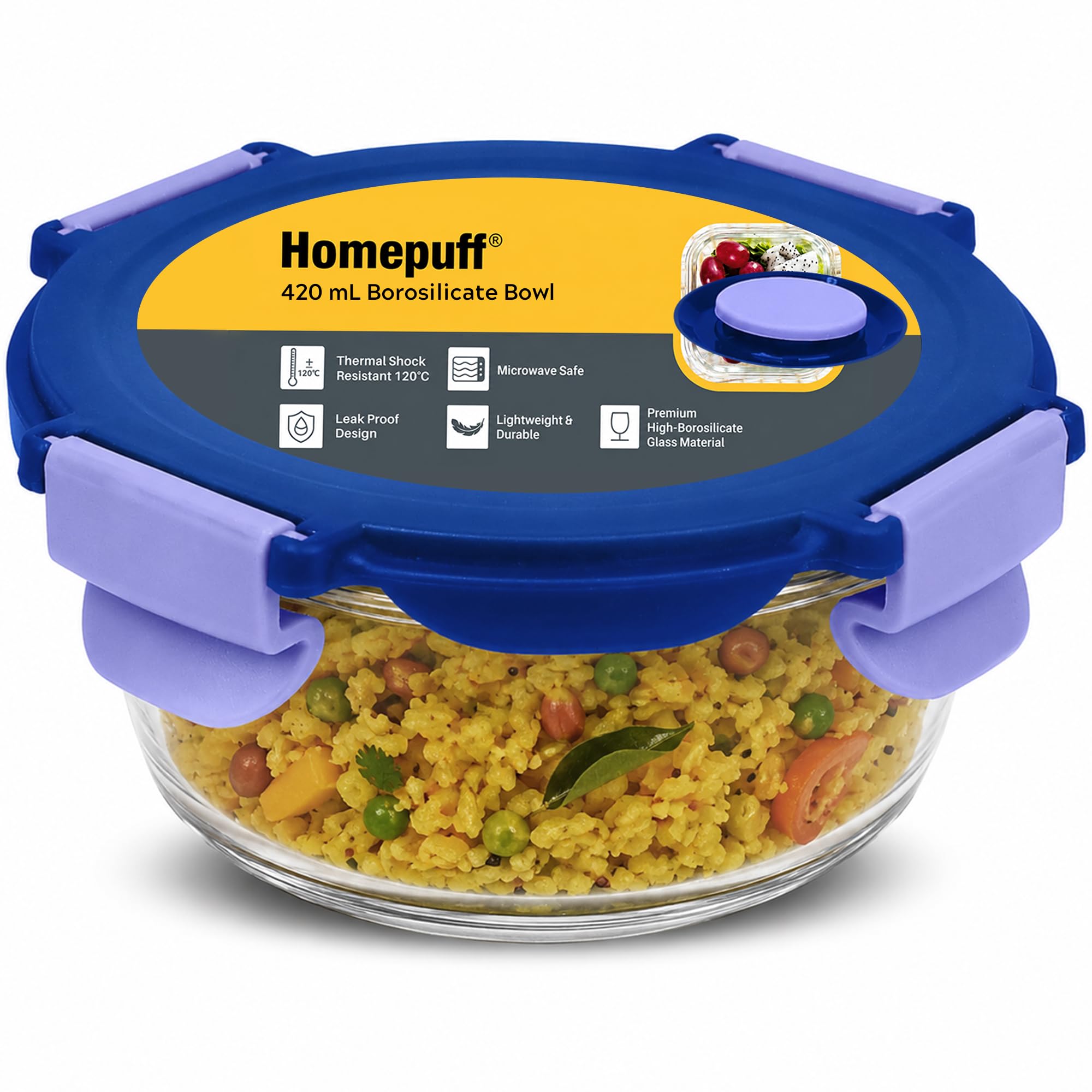 Home Puff Glass Lunch Box - Leakproof & Stackable -13