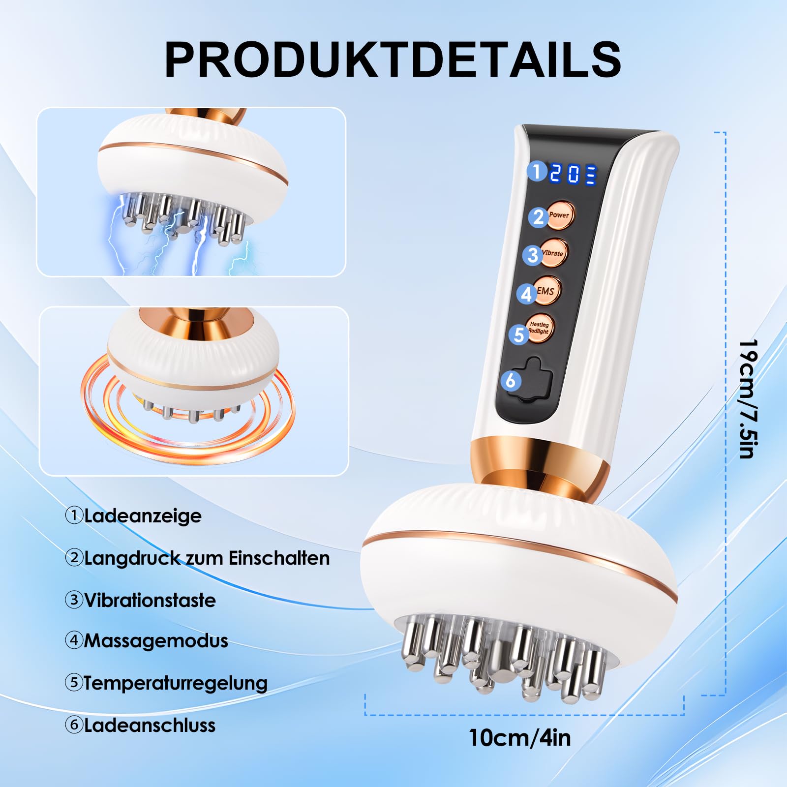 Masseur EMS sans fil avec 20 niveaux de vibration et infrarouge, batterie 3000 mAh, 14 rouleaux, appareil de drainage lymphatique pour jambes et corps