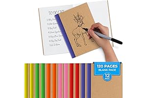 12 Pack Bulk Notebooks for Kids, Blank Kraft Journal, No-Bleed, Bulk Pack...