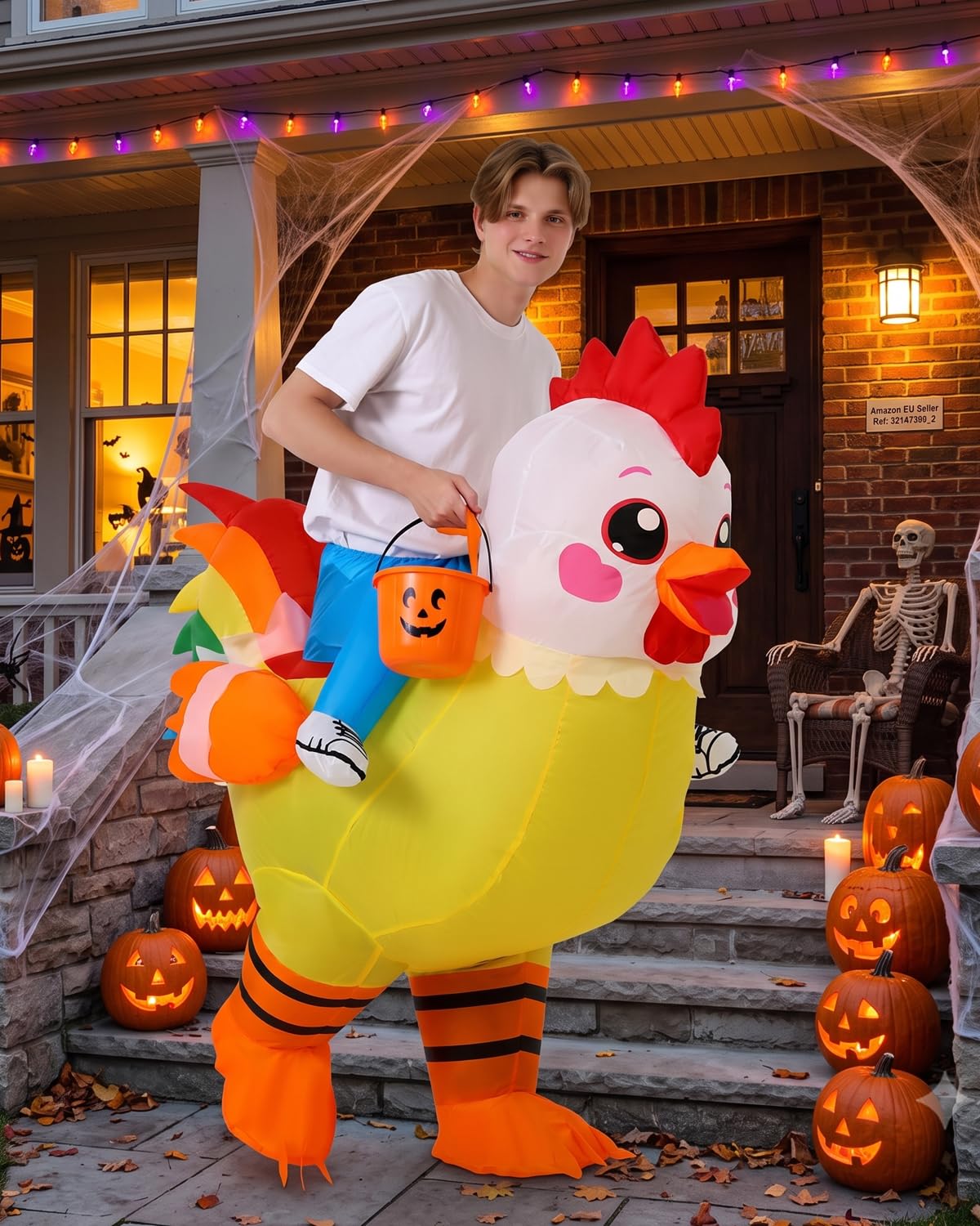 Déguisement Gonflable Coq pour Adulte, Costume Porte-Moi Poulet Amusant, Tenue d'animal pour Carnaval, Halloween, EVG et Soirées Déguisées