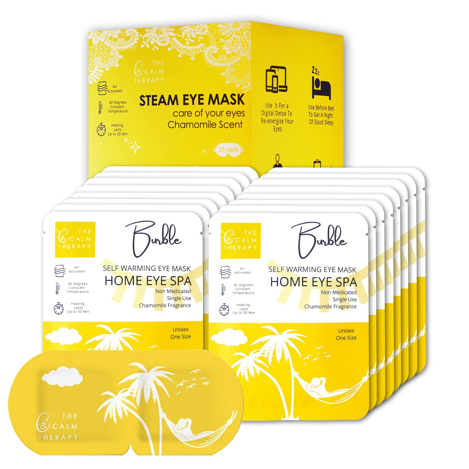 LEYE 16 Packs Steam Eye Mask, Disposable Heated Eye Mask For Dry Eyes