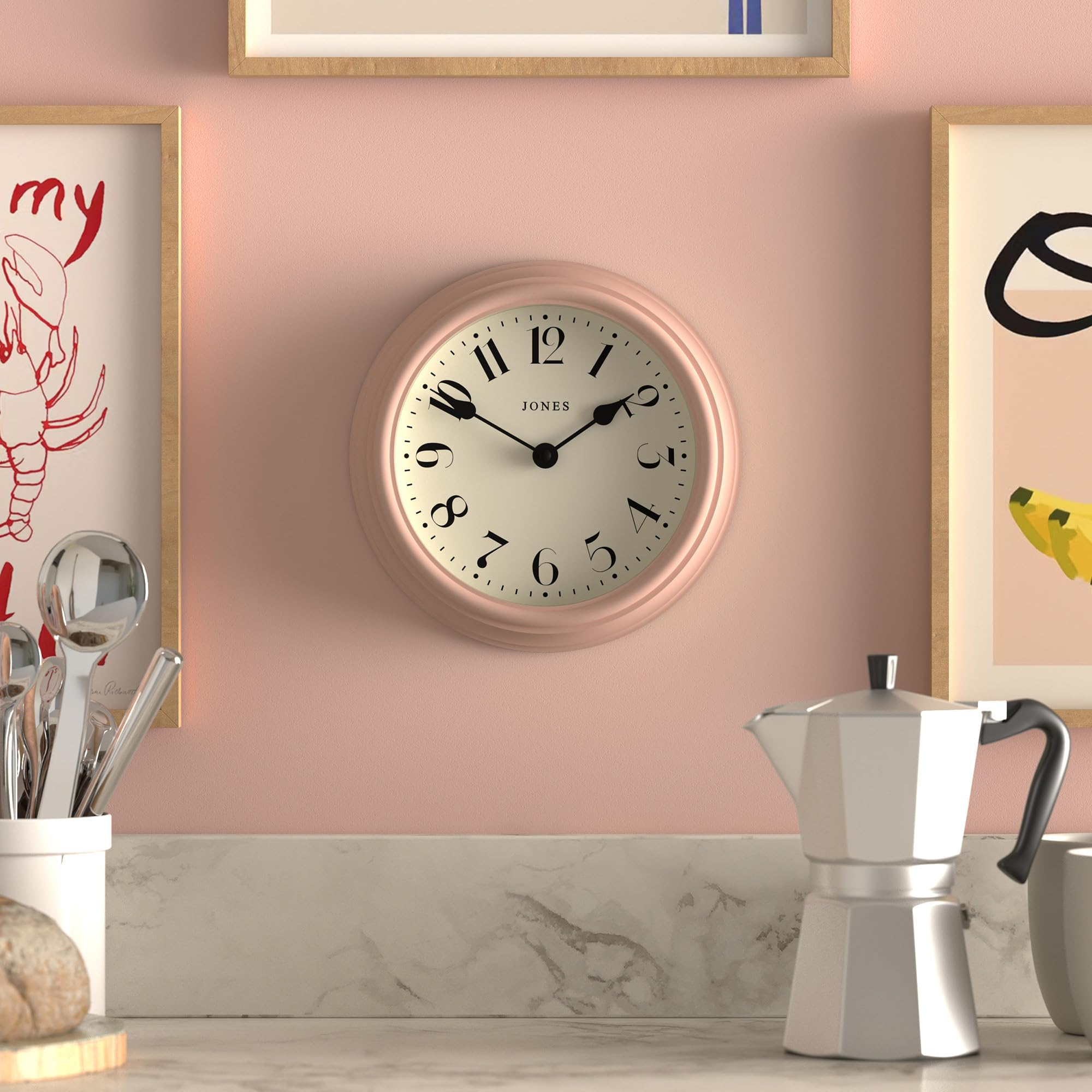 Jones Clocks® Frieze wall clock, Rose Pink, 23 x 23 x 4.5 cm - Image 3