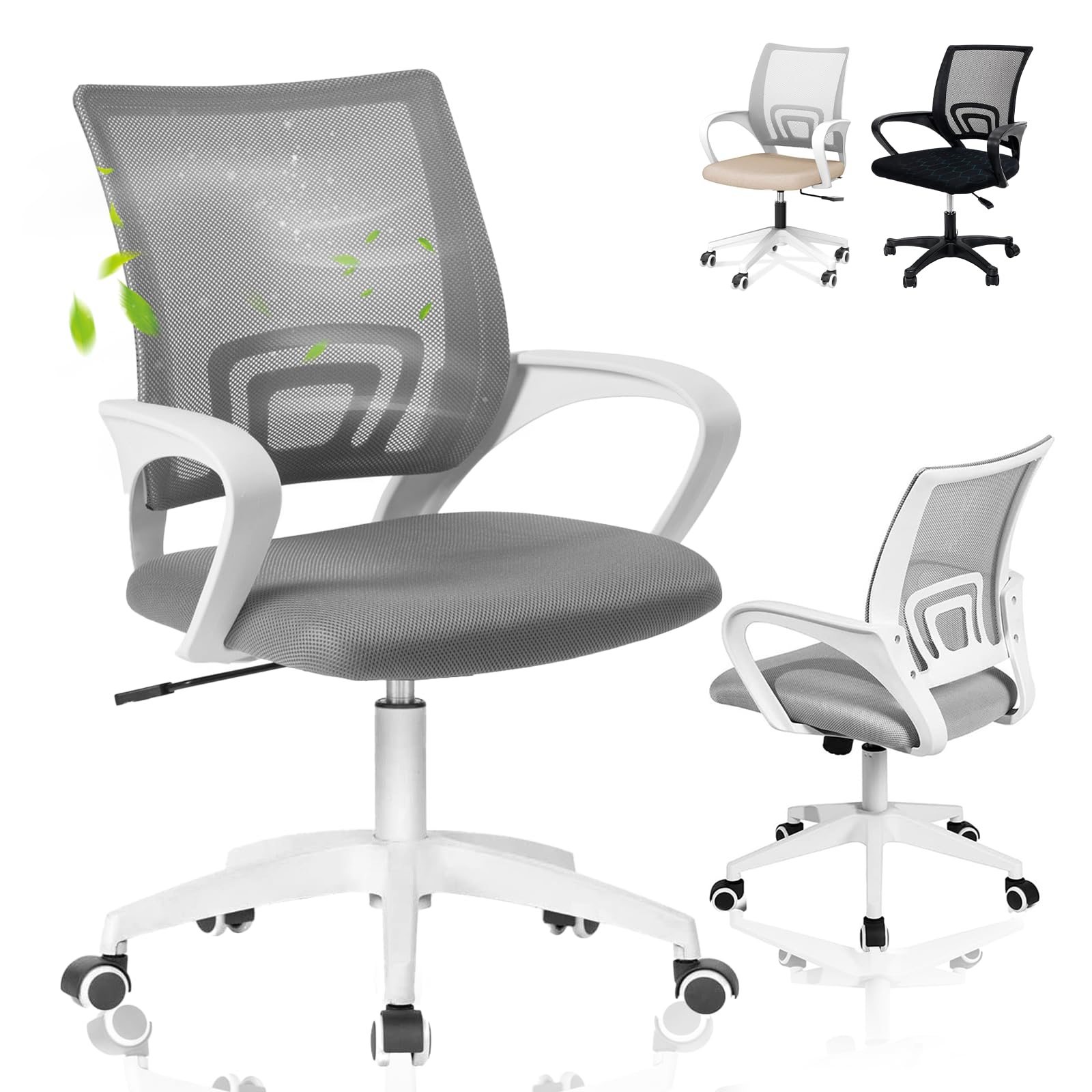 EveryKip Original® Ergonomic Adjustable Desk Chair with Lumbar Support | 360° Anti-Scratch Wheels | Breathable Executive Office Chairs | Office Chair (Grey)