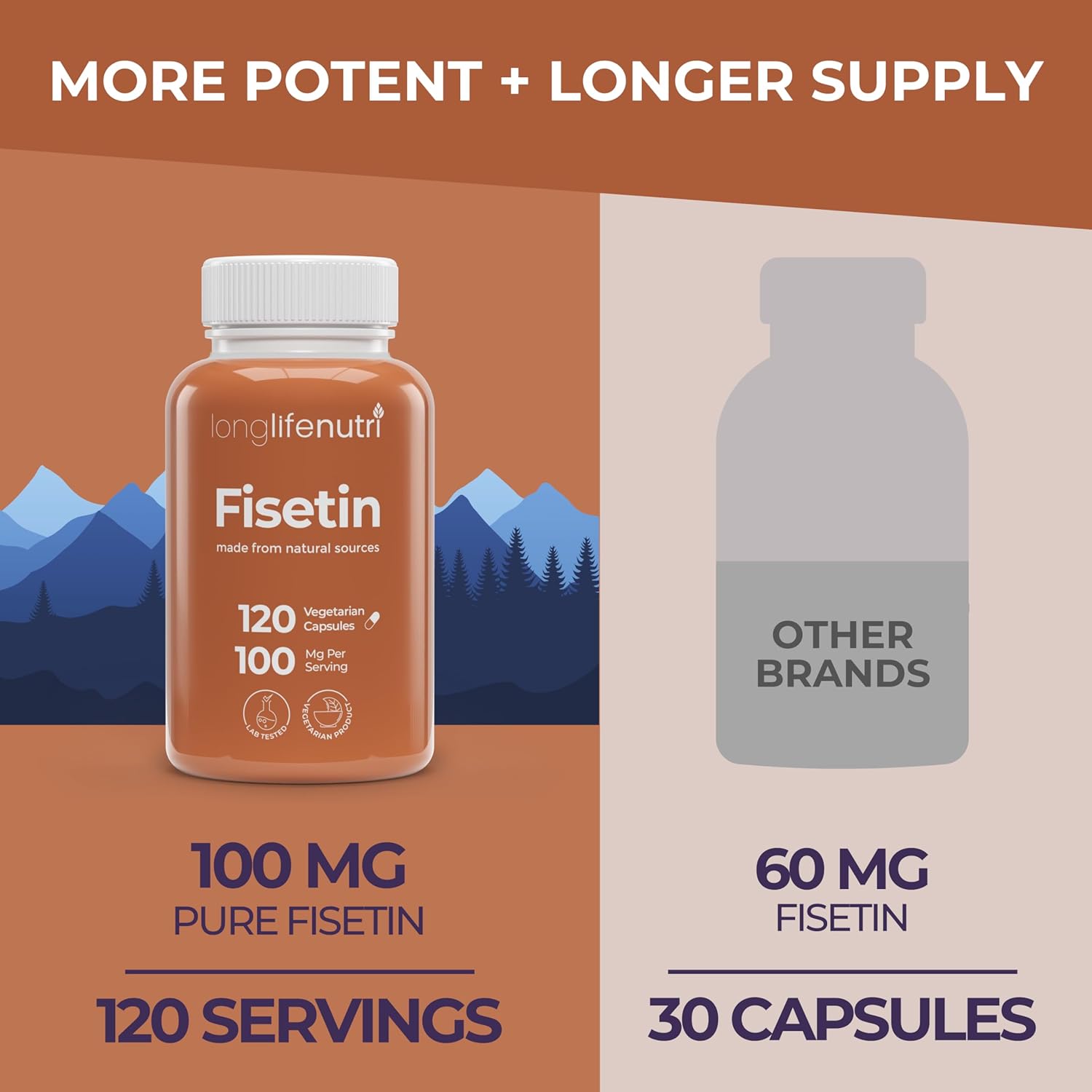 Fisetin 100mg - from Rhus Succedanea Stem Extract, 120 Vegetarian Capsules, Senolytic Supplement for Aging & Longevity, 4-Month Supply, Organic, GMP Certified, Made in USA - Image 3